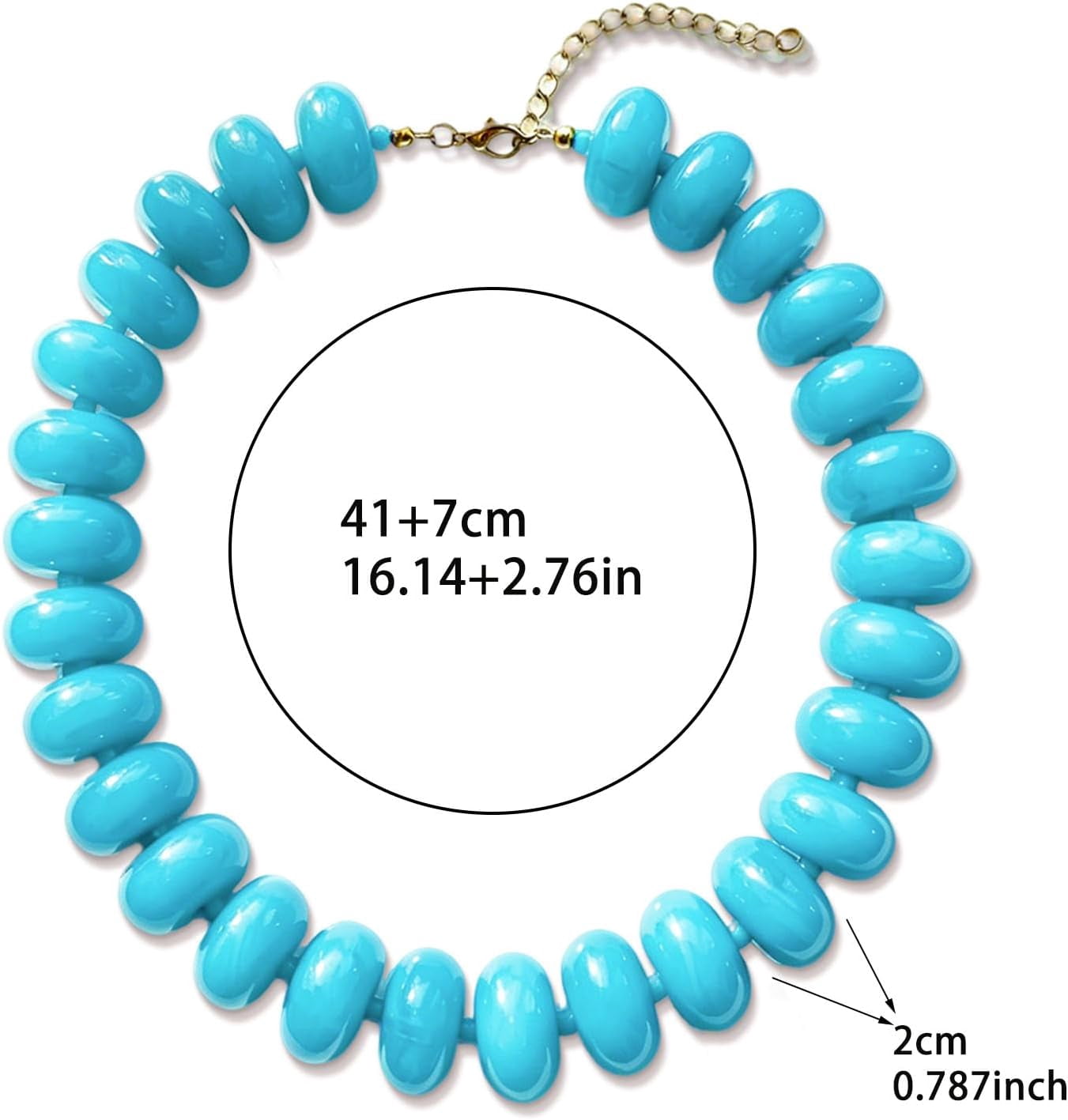 SUETOR Chunky Beaded Necklace for Women, Large Sky Blue Resin Beads Statement Necklace, Boho Summer Beach Vacation Jewelry Gifts - Image 5