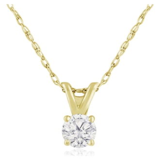 SuperJeweler 14 Karat Yellow Gold 1/6 Carat Diamond Solitaire Necklace for Women, 18 Inches, Diamond Necklace for Women