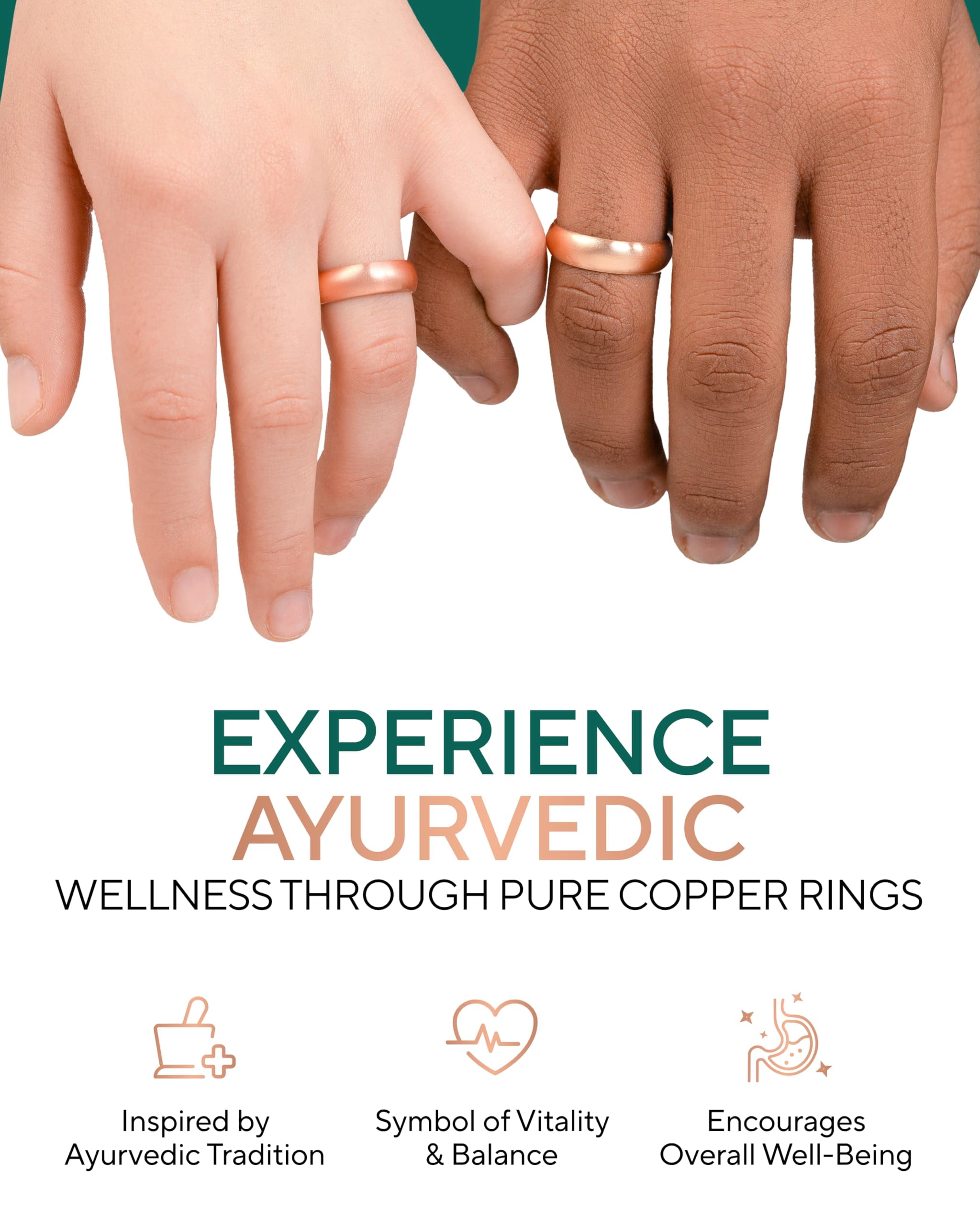TheraCopper Copper Rings for Women & Men (2-Pack) 100% Pure Copper Ring Raw, Solid & Uncoated Handmade Open-End Adjustable Ayurvedic Jewelry Ring (6mm Domed) - Image 5