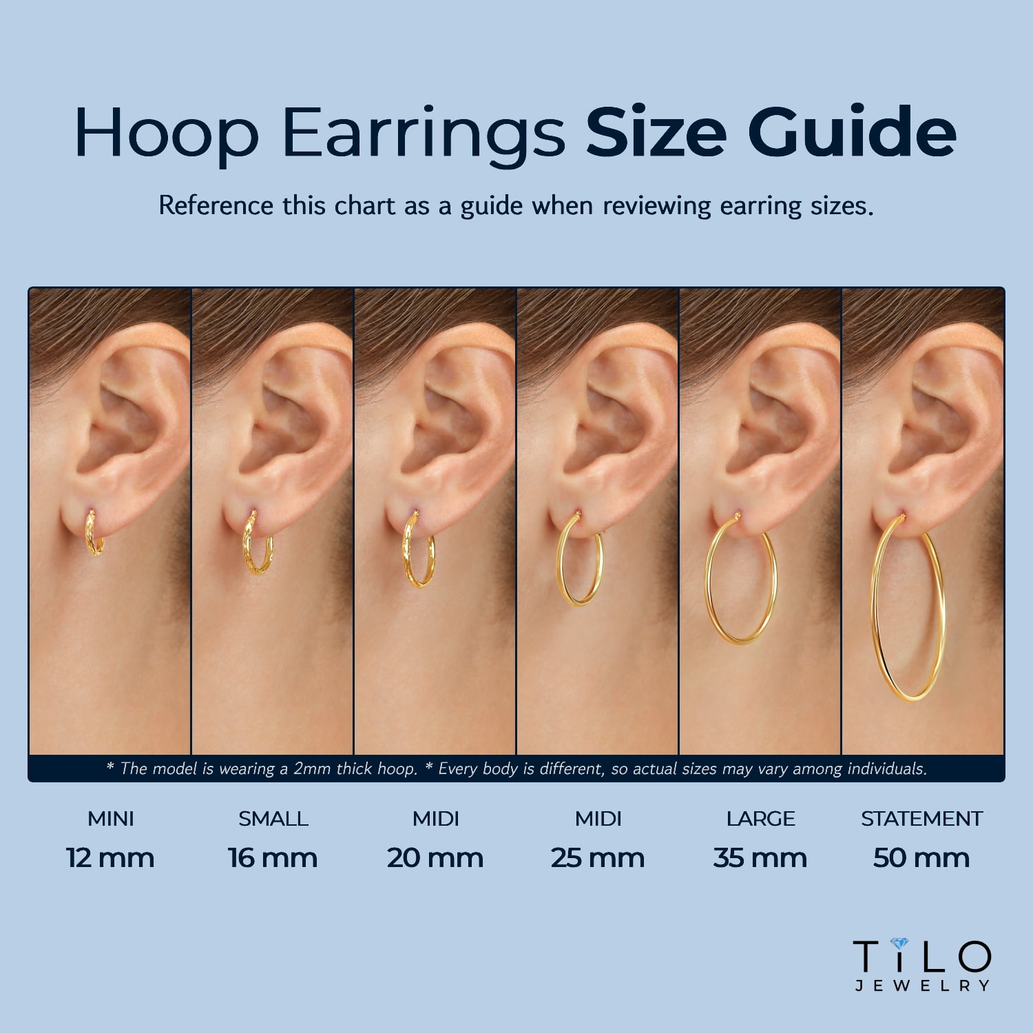 Tilo Jewelry 14K Yellow Gold Thin Hoop Earrings, 1mm Tube, 12mm (Women, Men, Unisex) - Image 4