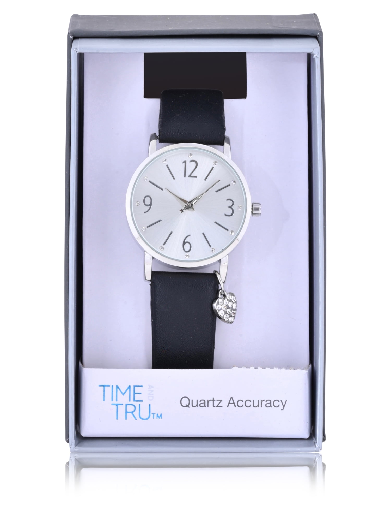 Time and Tru Adult Female Crystal Accent Silver Tone Watch with Heart Charm (42008WML) - Image 4