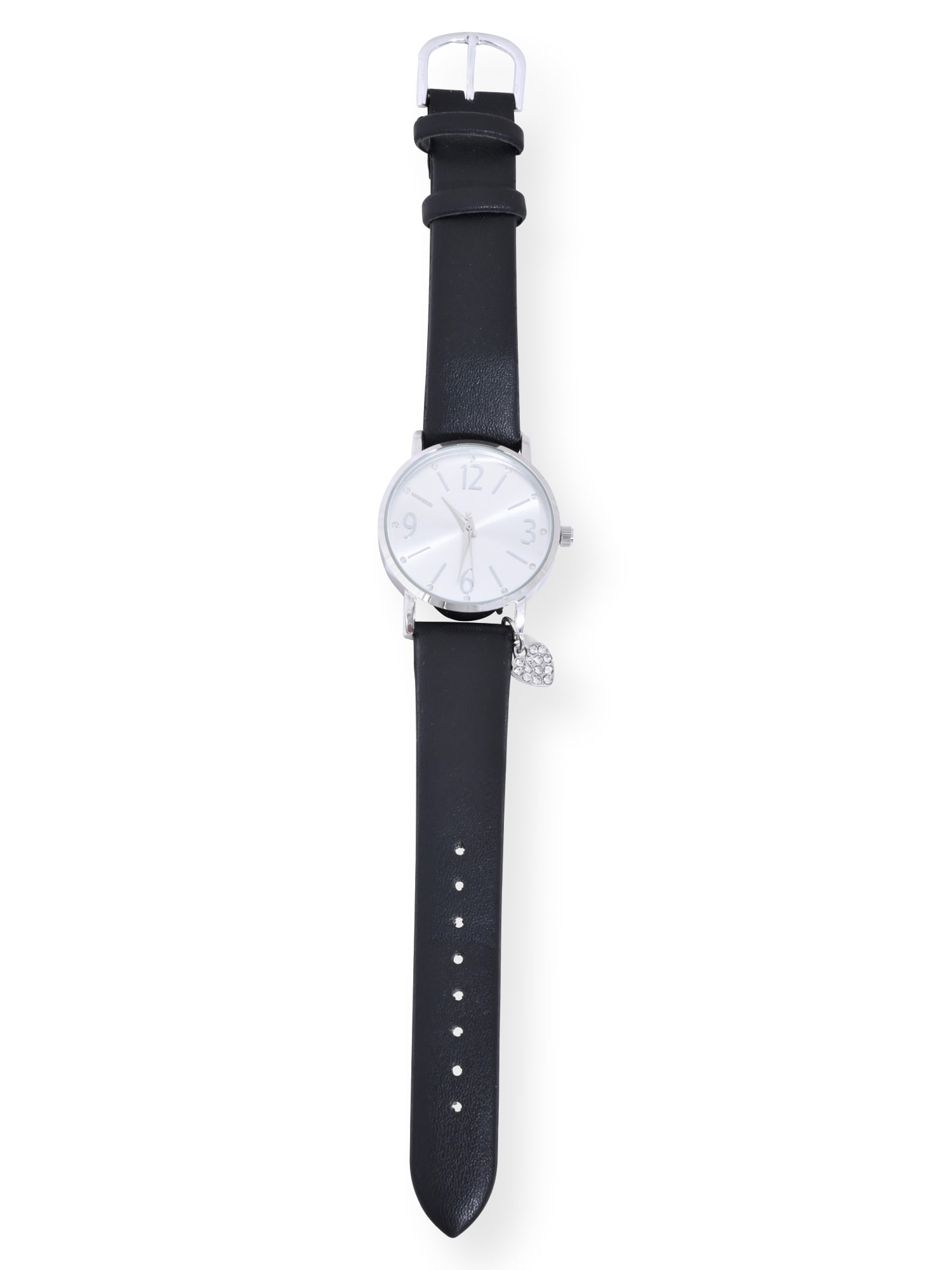 Time and Tru Adult Female Crystal Accent Silver Tone Watch with Heart Charm (42008WML) - Image 3