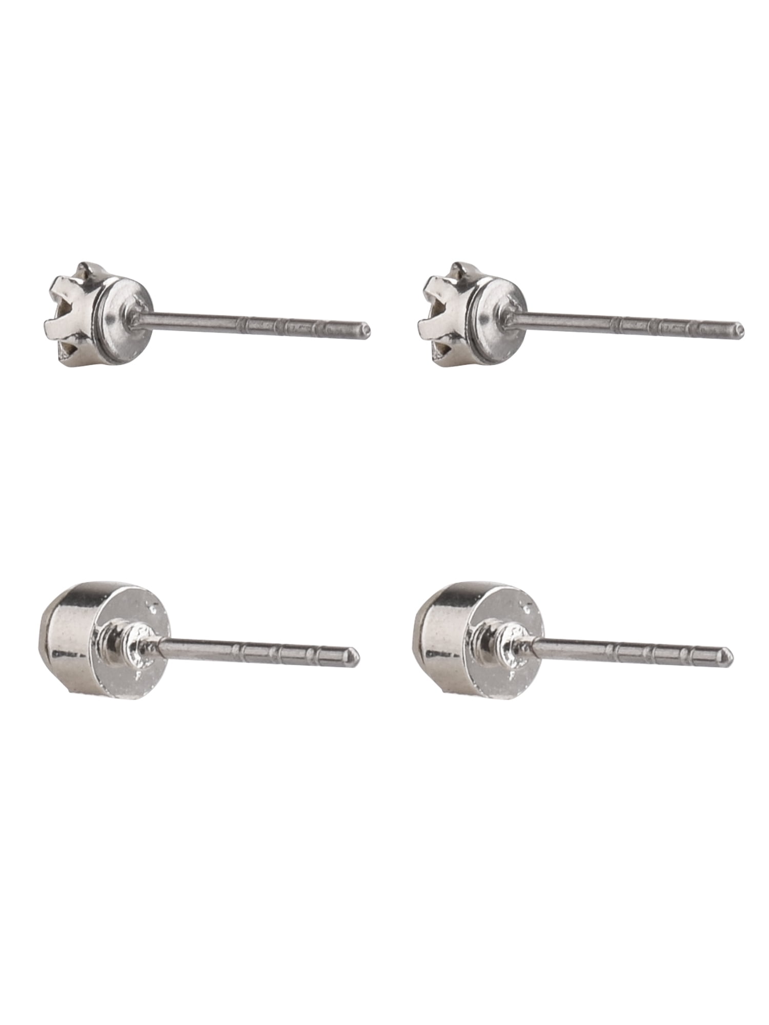 Time and Tru Adult Women's 9 Pair Silver Tone Crystal Stud Metal Earrings Set - Image 5
