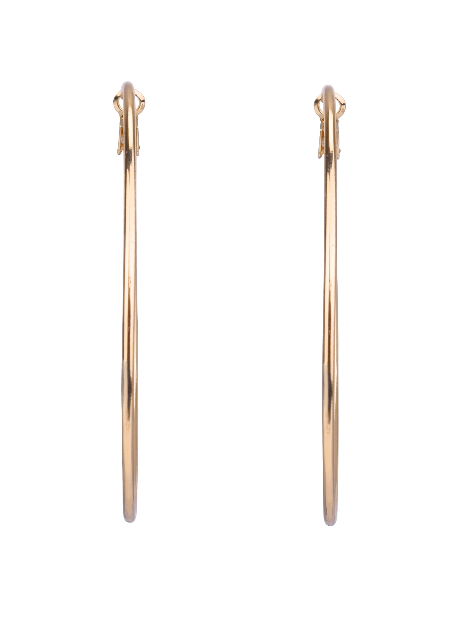 Time and Tru Adult Women's Gold Tone Clutchless Large Metal Hoop Earring - Image 4