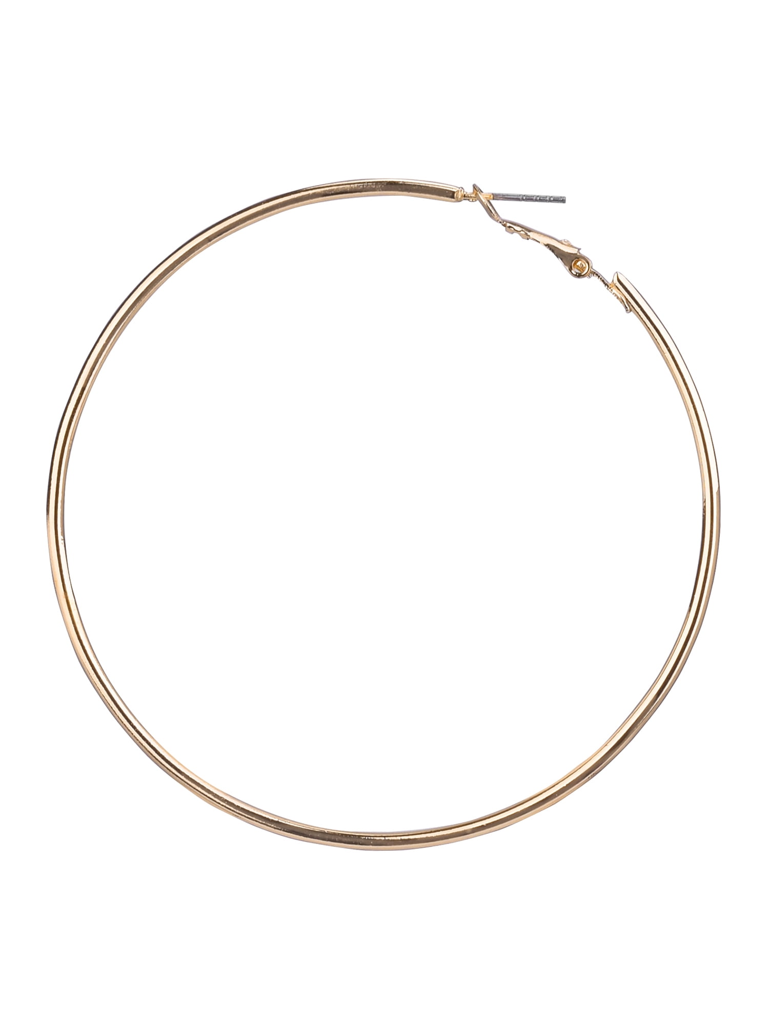 Time and Tru Adult Women's Gold Tone Clutchless Large Metal Hoop Earring - Image 5