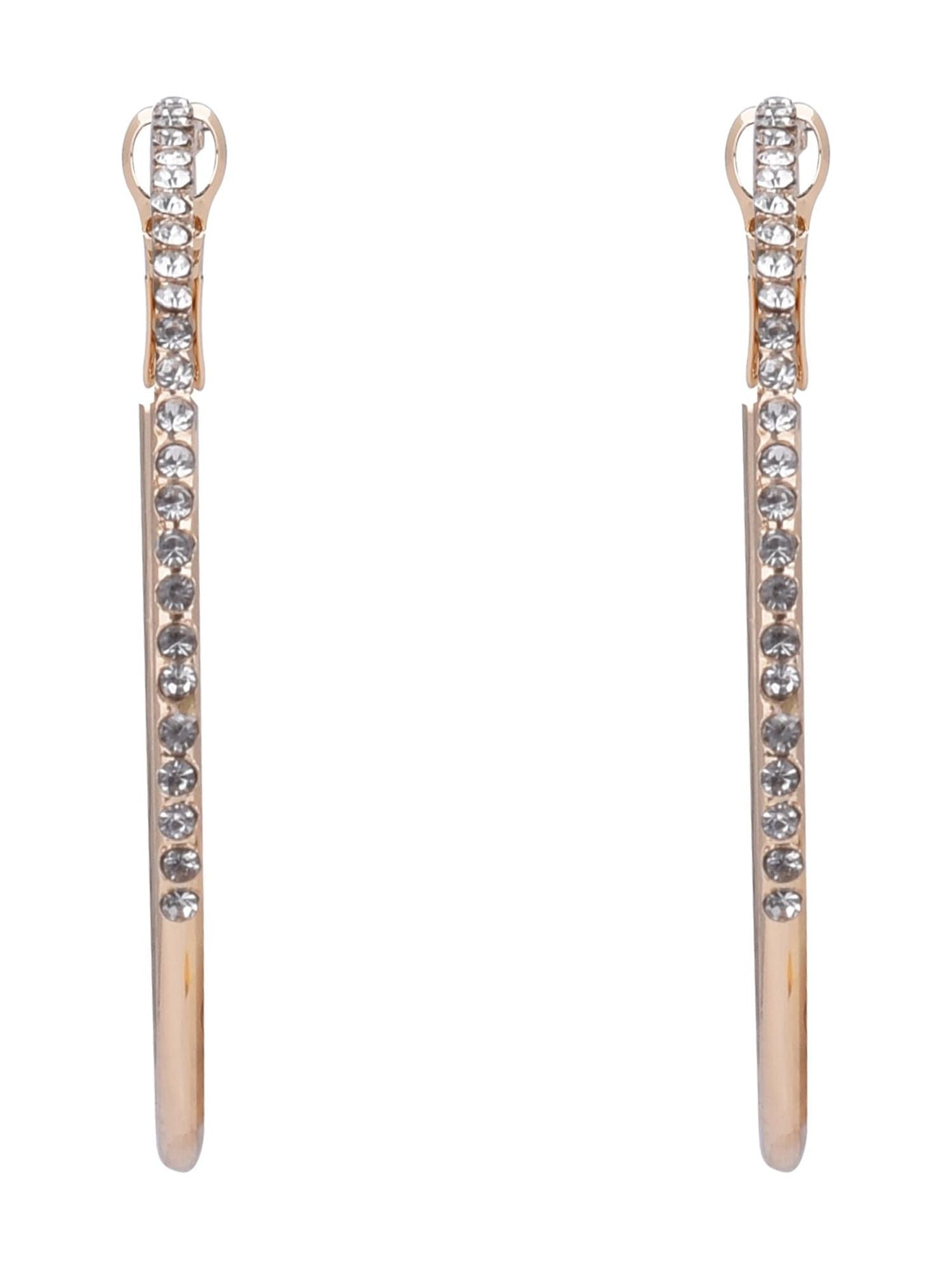 Time and Tru Adult Women's Gold Tone Crystal Hoop Metal Earring - Image 2