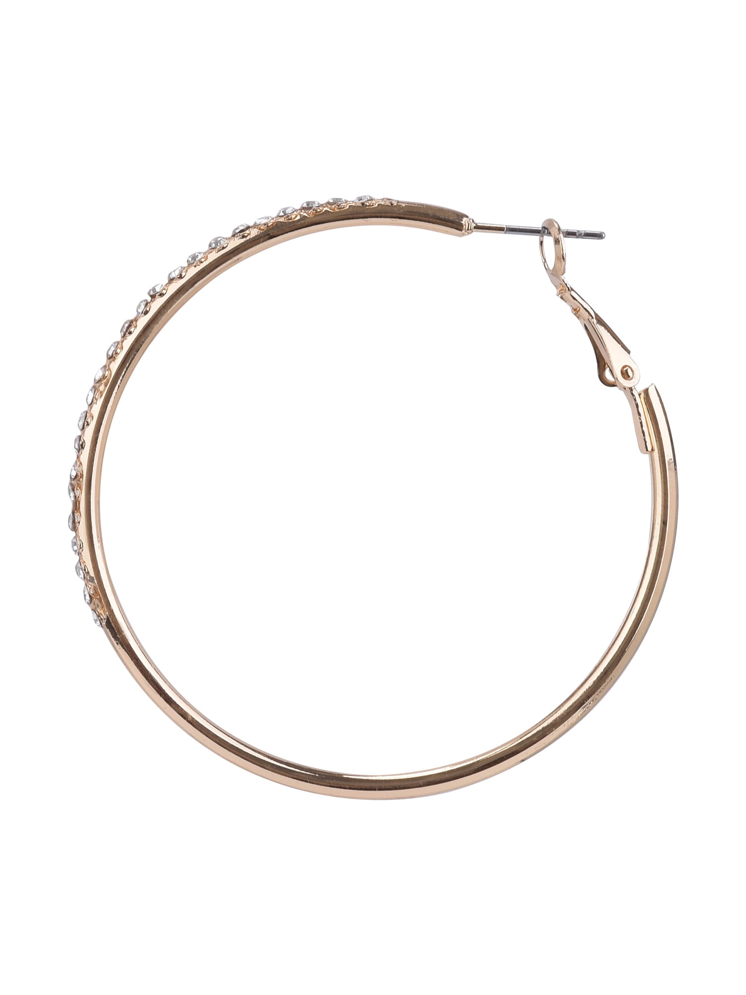 Time and Tru Adult Women's Gold Tone Crystal Hoop Metal Earring - Image 3