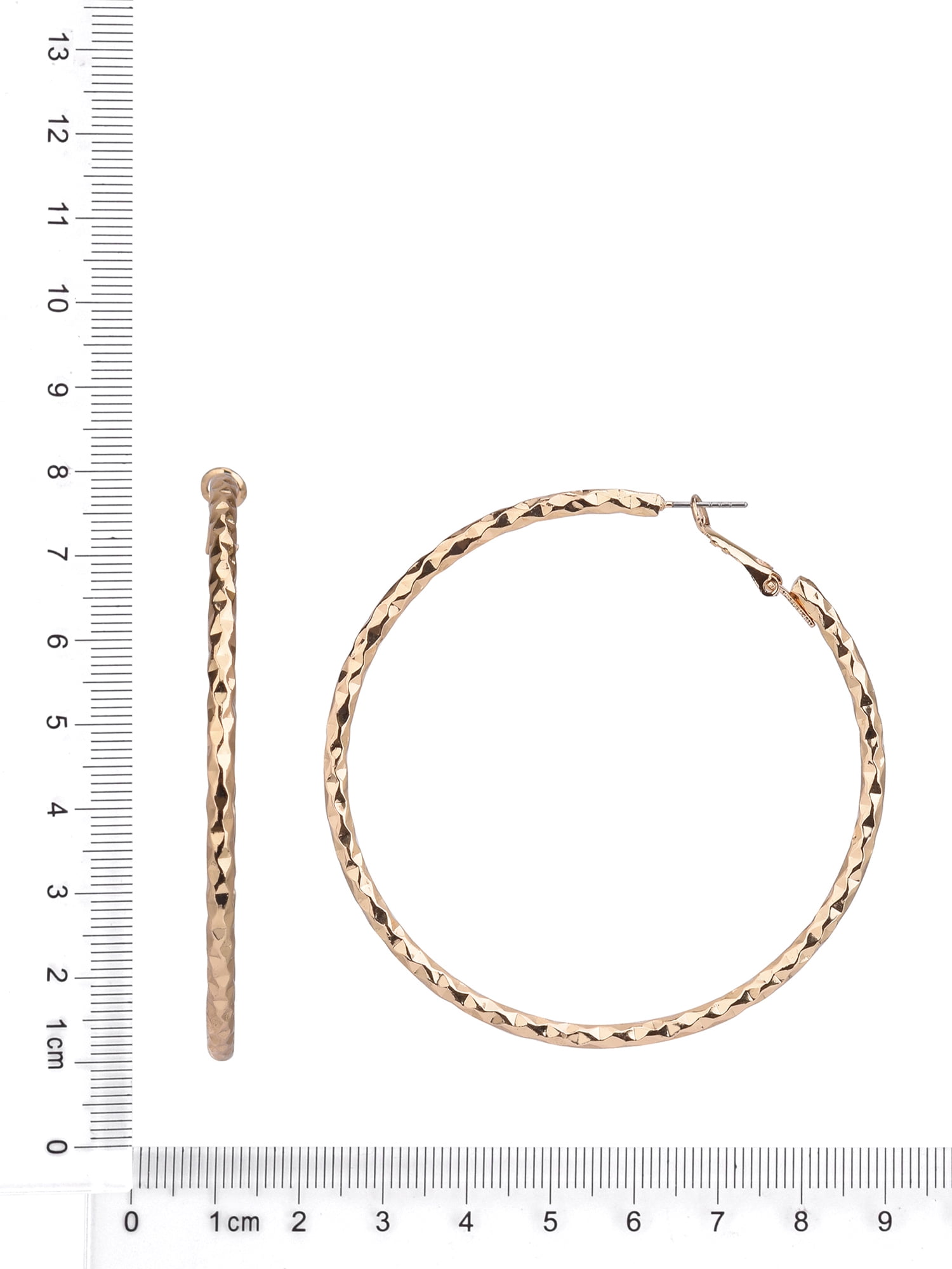 Time and Tru Adult Women's Gold Tone Textured Metal Hoop Earring - Image 4