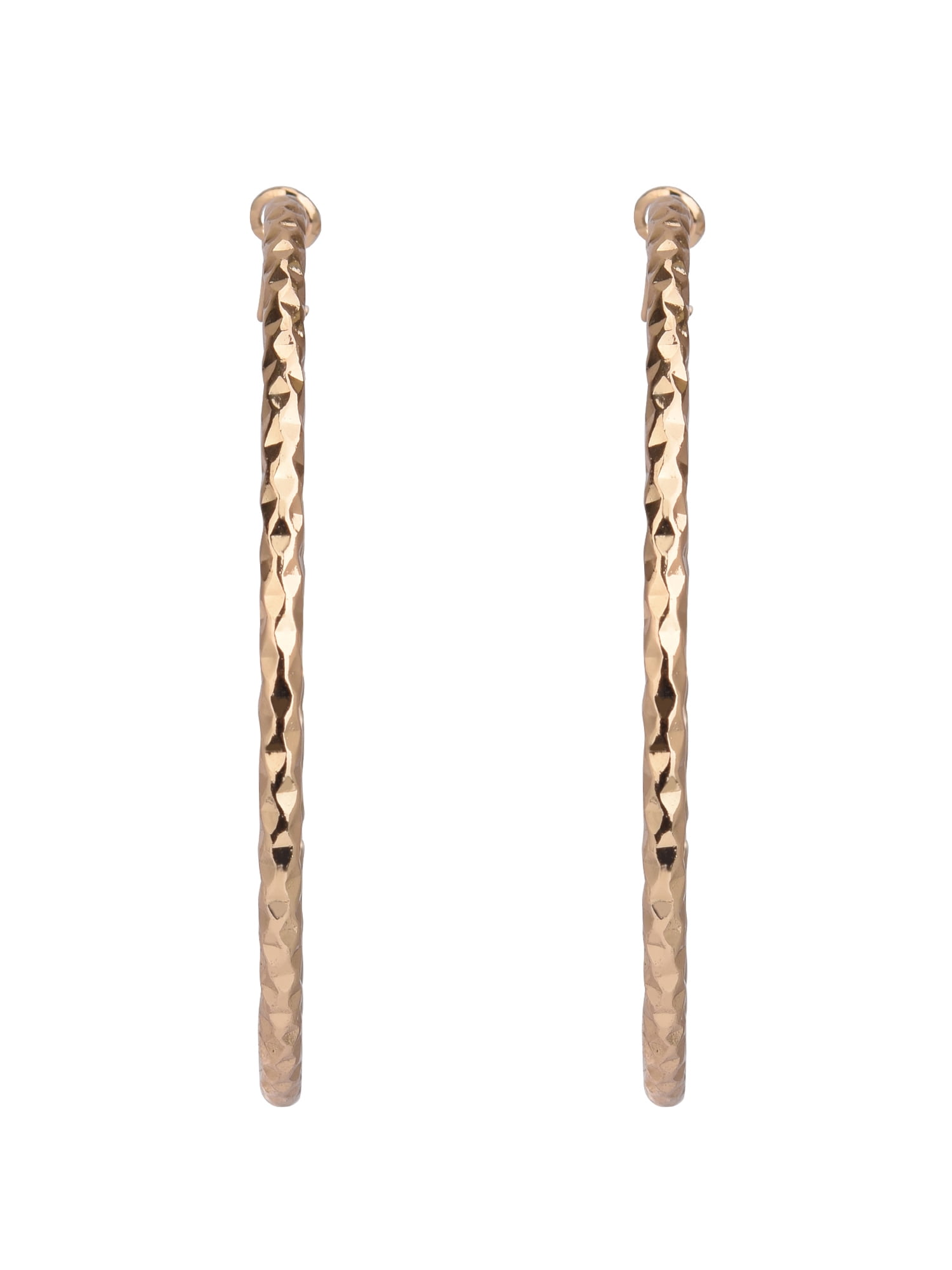 Time and Tru Adult Women's Gold Tone Textured Metal Hoop Earring - Image 3