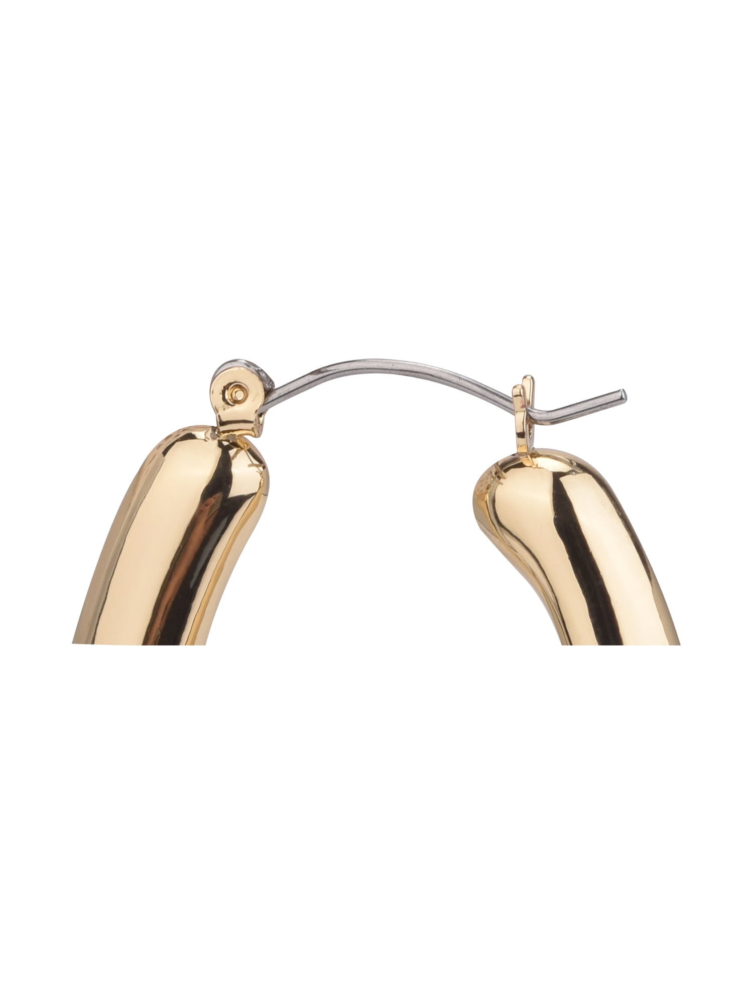 Time and Tru Adult Women's Gold Tone Wide Click Top Metal Hoop Earring - Image 3