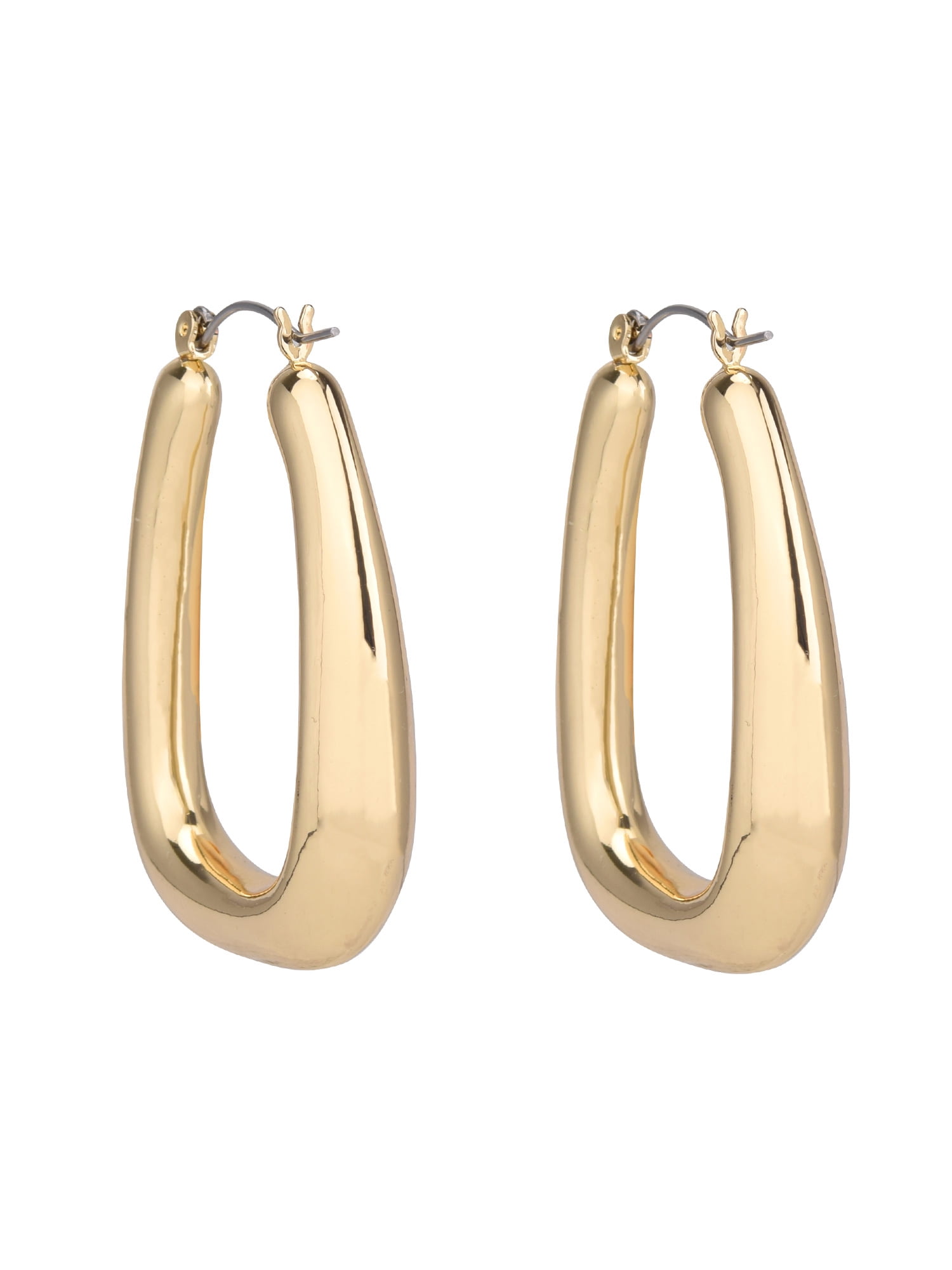 Time and Tru Adult Women's Gold Tone Wide Click Top Metal Hoop Earring - Image 5