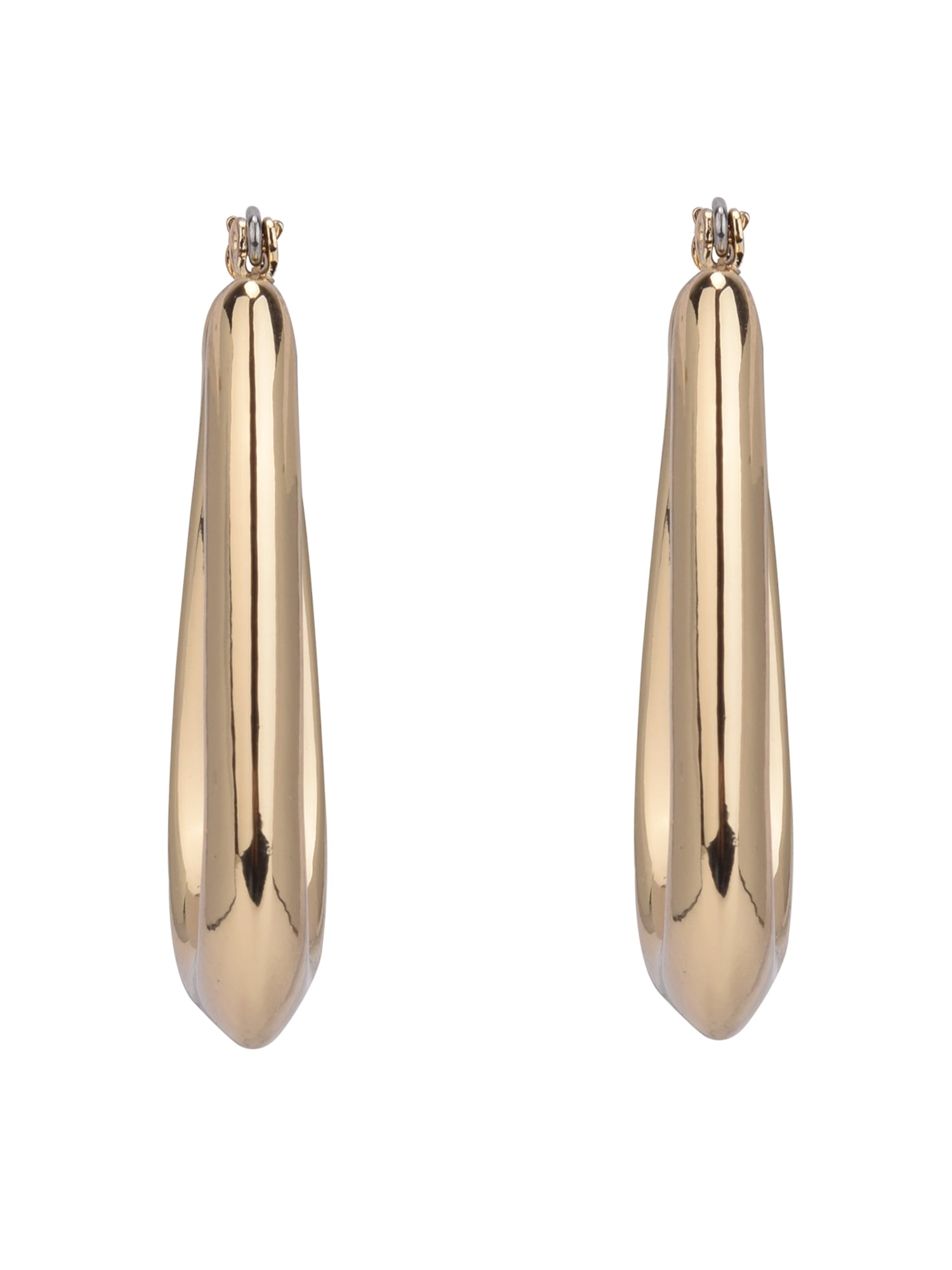 Time and Tru Adult Women's Gold Tone Wide Click Top Metal Hoop Earring - Image 4