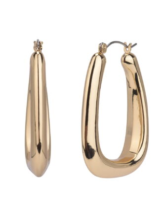 Time and Tru Adult Women's Gold Tone Wide Click Top Metal Hoop Earring