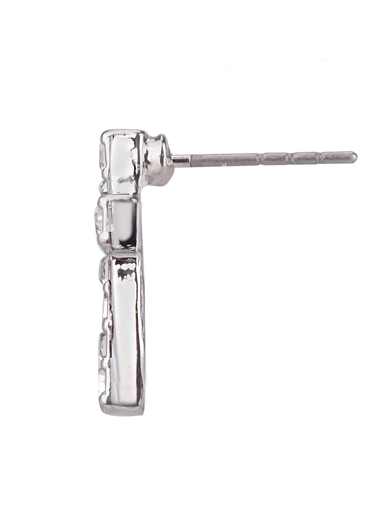 Time and Tru Adult Women's Silver Tone Crystal Cross Post Metal Earring - Image 3