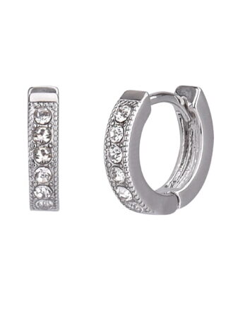 Time and Tru Adult Women's Silver Tone Crystal Huggie Metal Earring