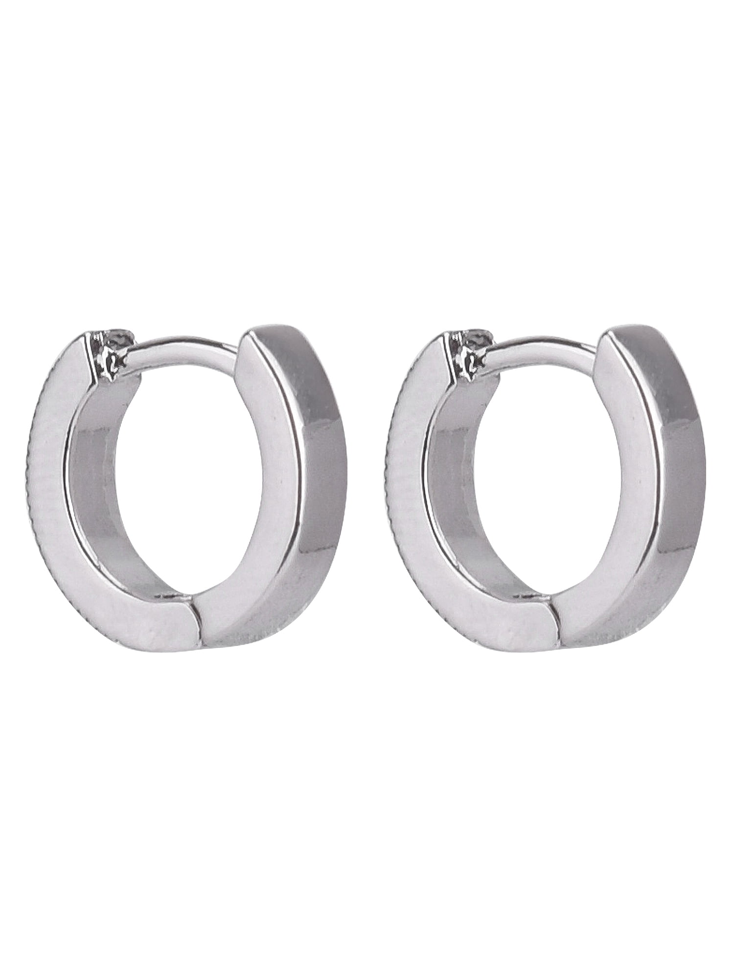 Time and Tru Adult Women's Silver Tone Crystal Huggie Metal Earring - Image 3