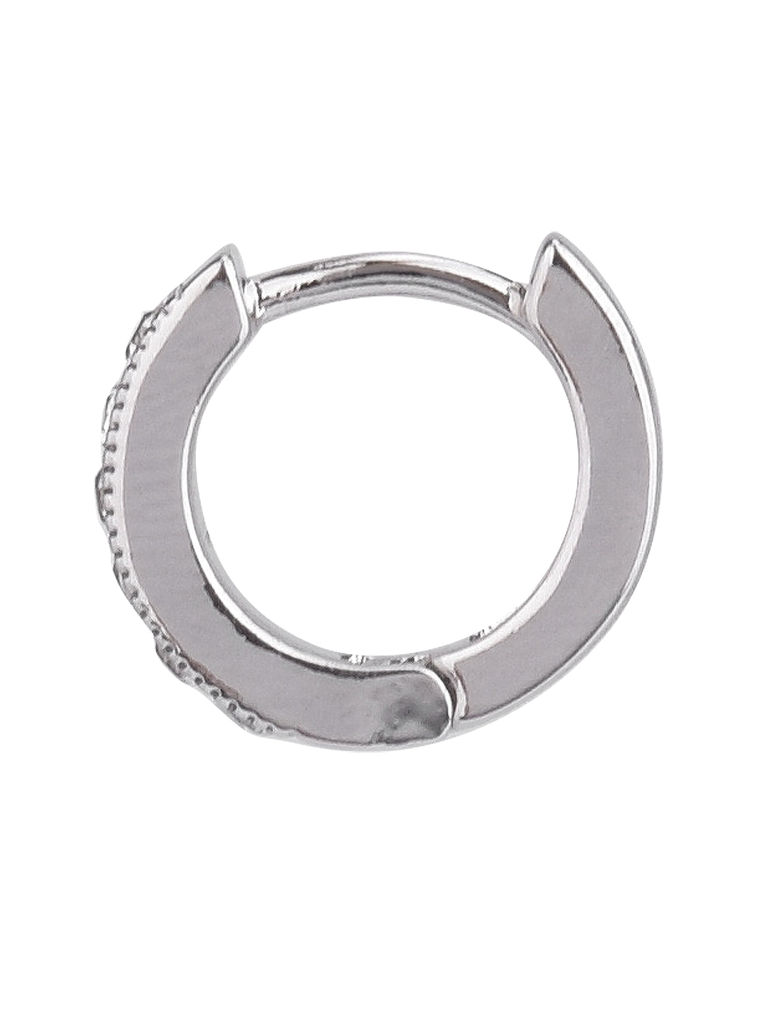 Time and Tru Adult Women's Silver Tone Crystal Huggie Metal Earring - Image 4