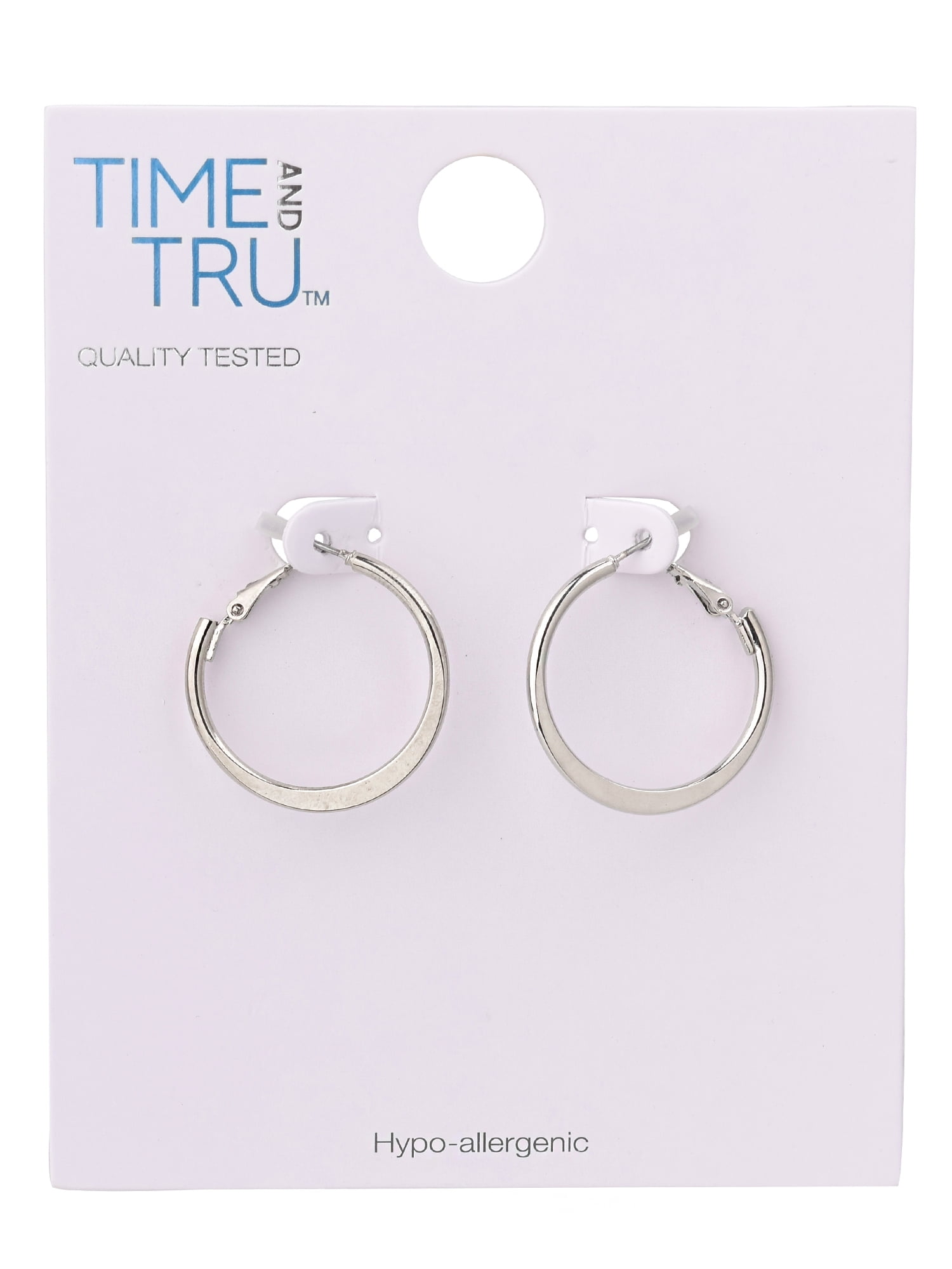Time and Tru Adult Women's Silver Tone Knife Edge Metal Hoop Earring - Image 5