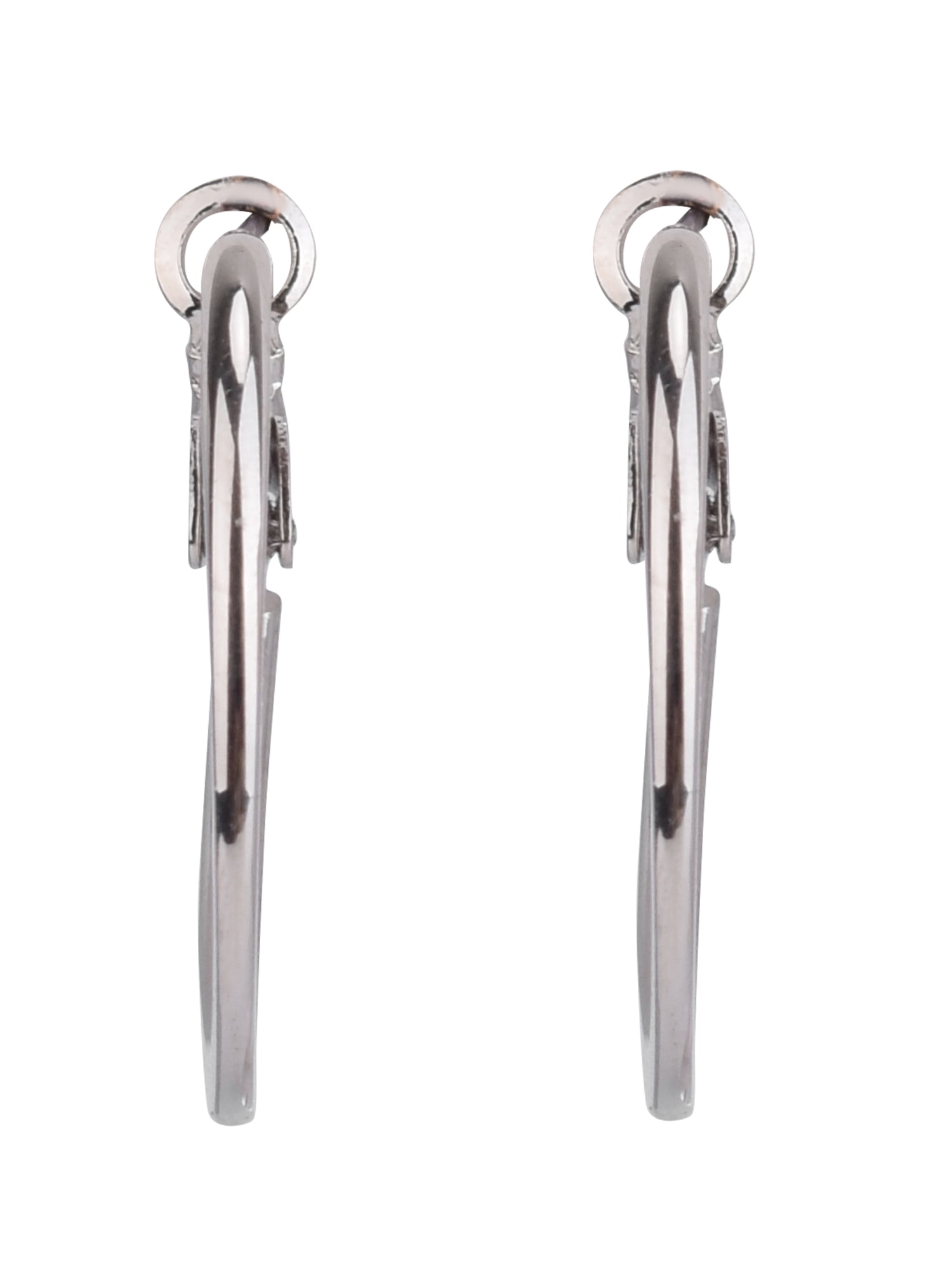 Time and Tru Adult Women's Silver Tone Knife Edge Metal Hoop Earring - Image 3