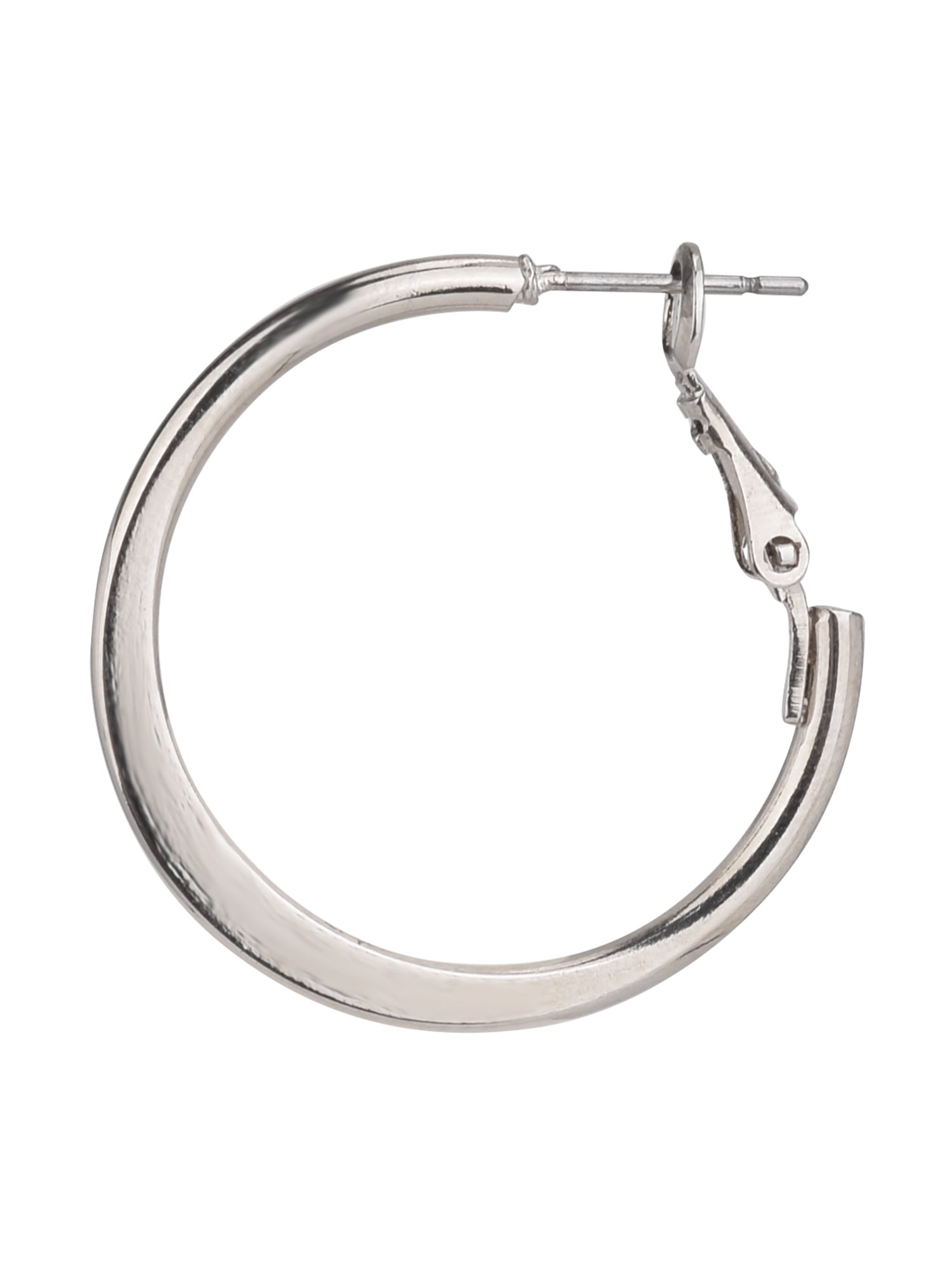 Time and Tru Adult Women's Silver Tone Knife Edge Metal Hoop Earring - Image 2