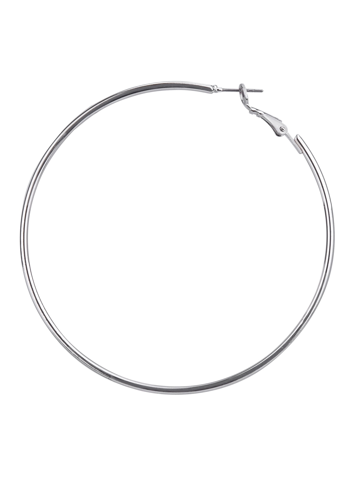 Time and Tru Adult Women's Silver Tone Large Metal Hoop Earring - Image 4