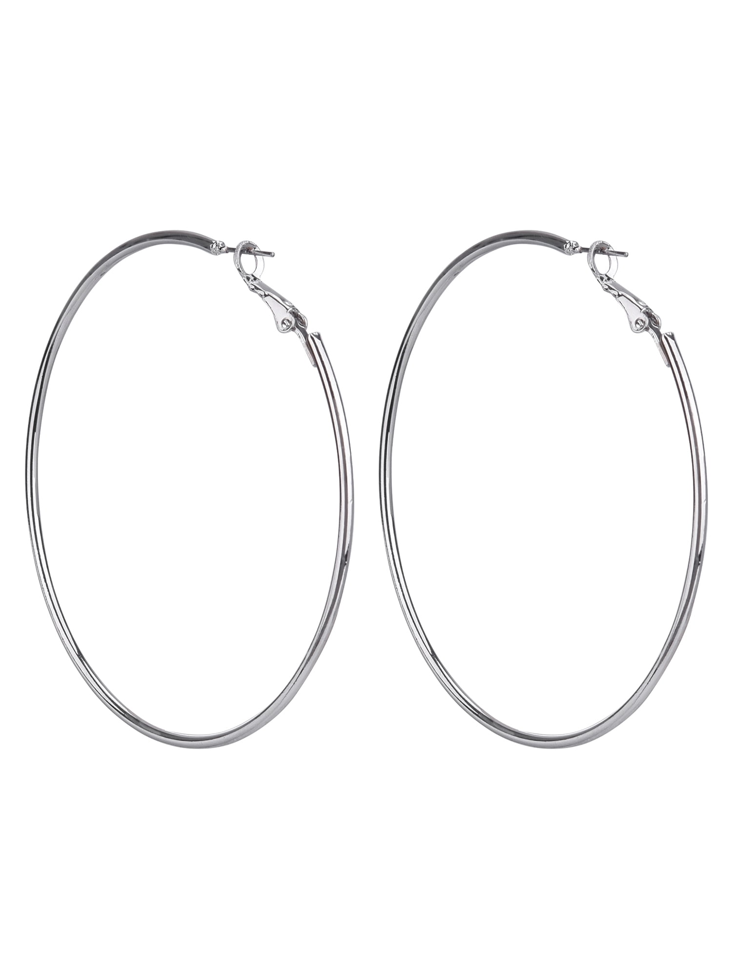Time and Tru Adult Women's Silver Tone Large Metal Hoop Earring - Image 3