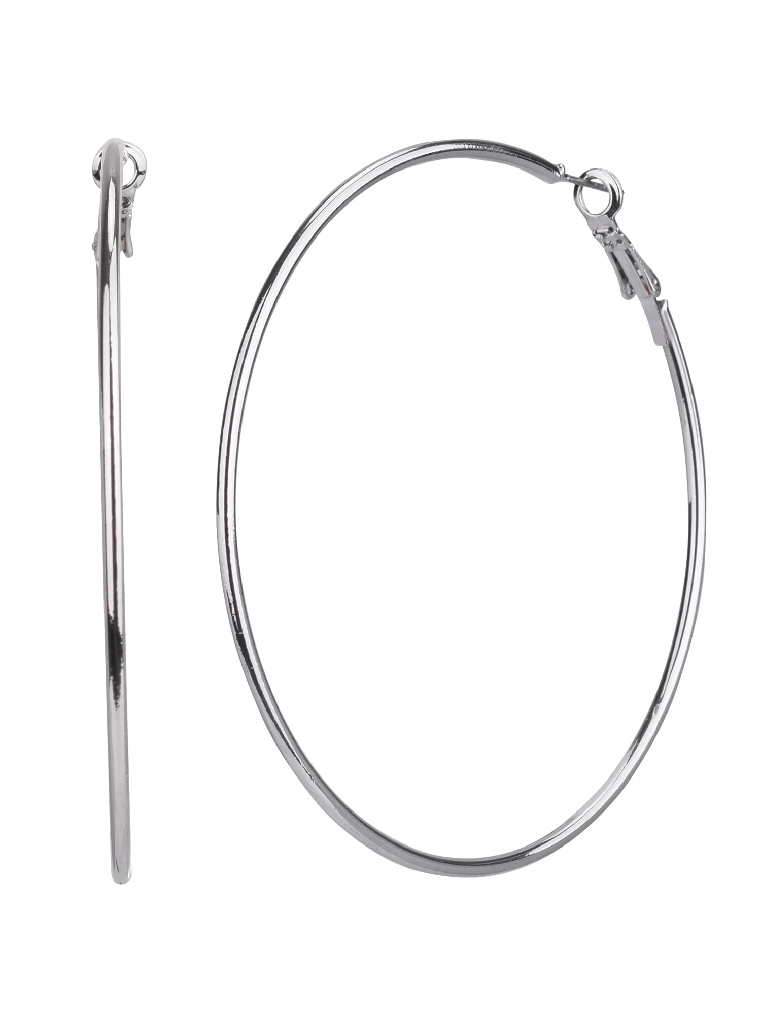 Time and Tru Adult Women's Silver Tone Large Metal Hoop Earring