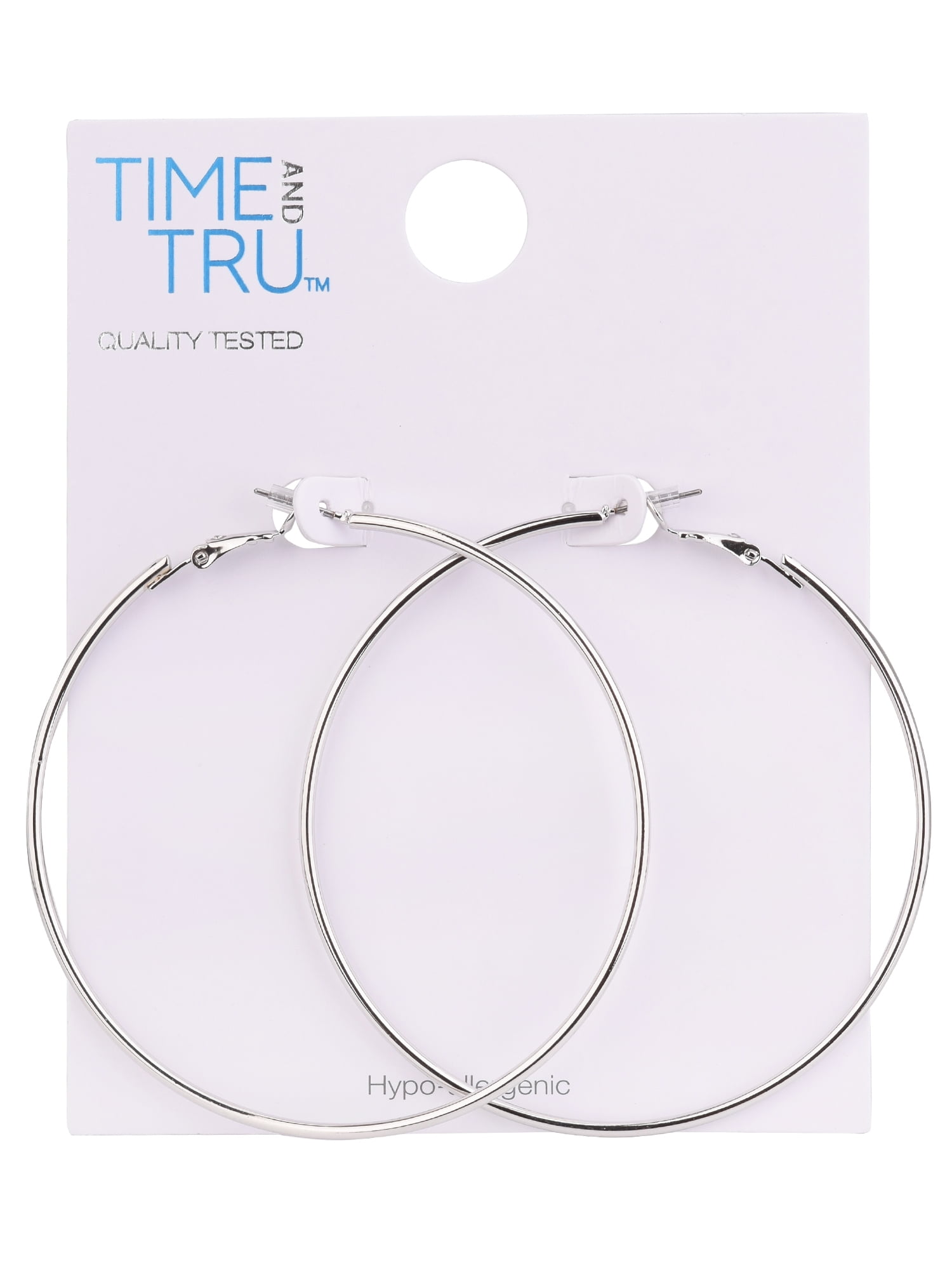 Time and Tru Adult Women's Silver Tone Large Metal Hoop Earring - Image 5