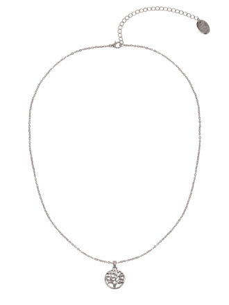 Time and Tru Adult Women's Silver Tone Tree of Life Crystal Metal Pendant Necklace