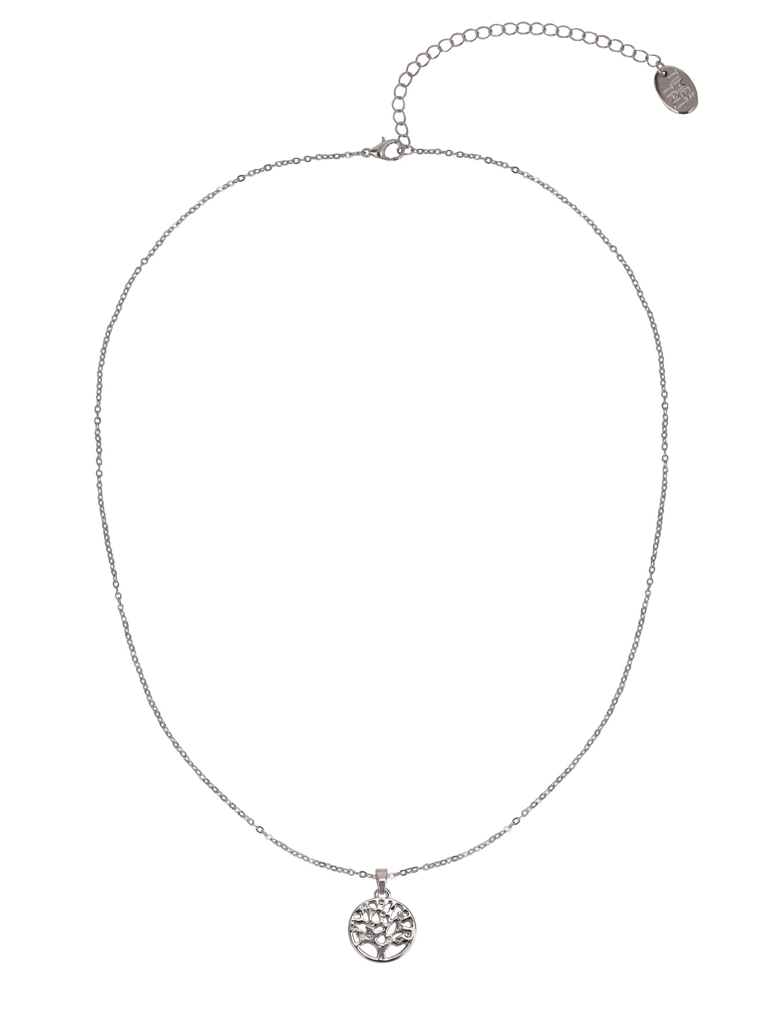 Time and Tru Adult Women's Silver Tone Tree of Life Crystal Metal Pendant Necklace