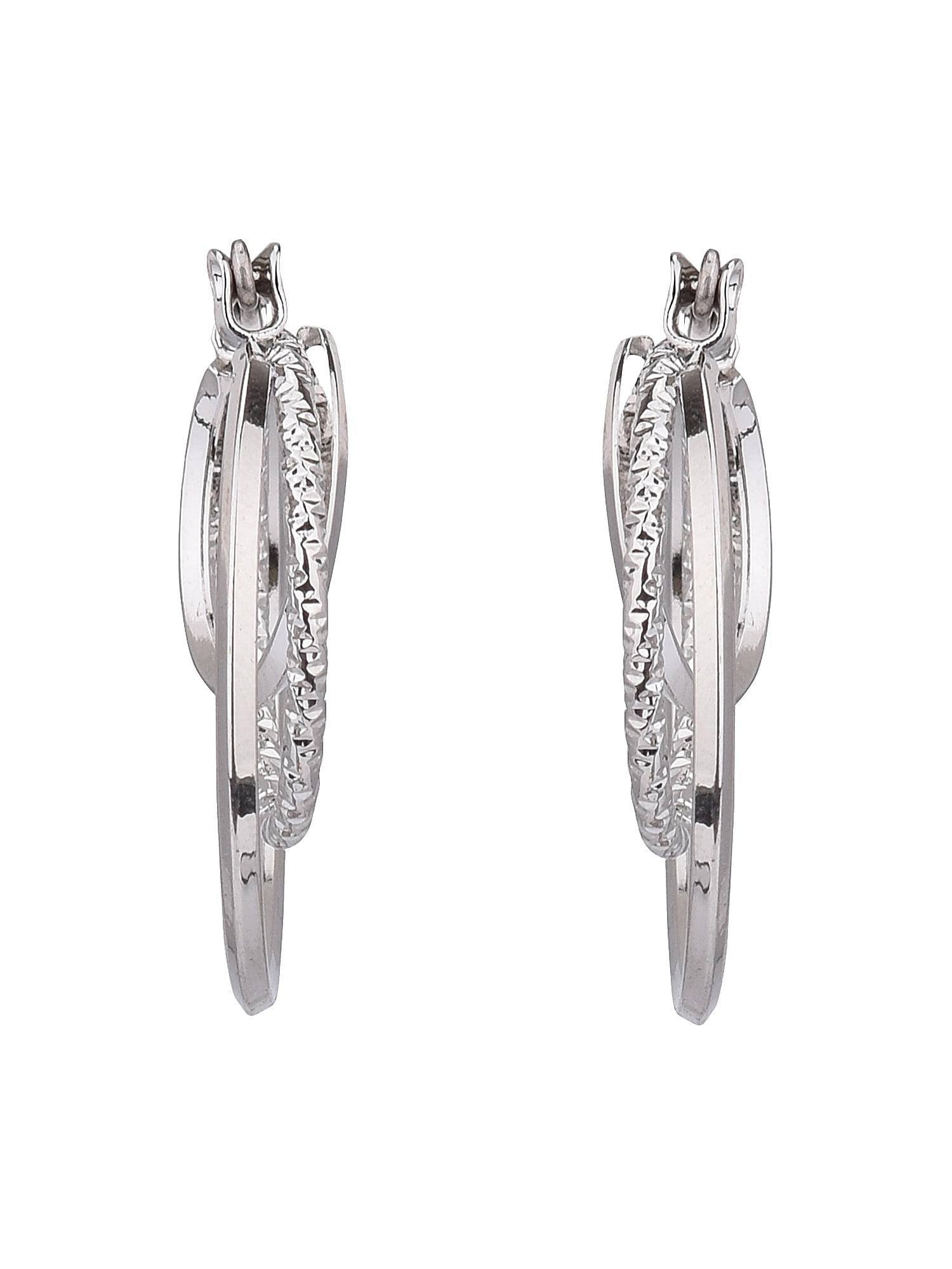 Time and Tru Adult Women's Silver Tone Twist Metal Hoop Earring - Image 5