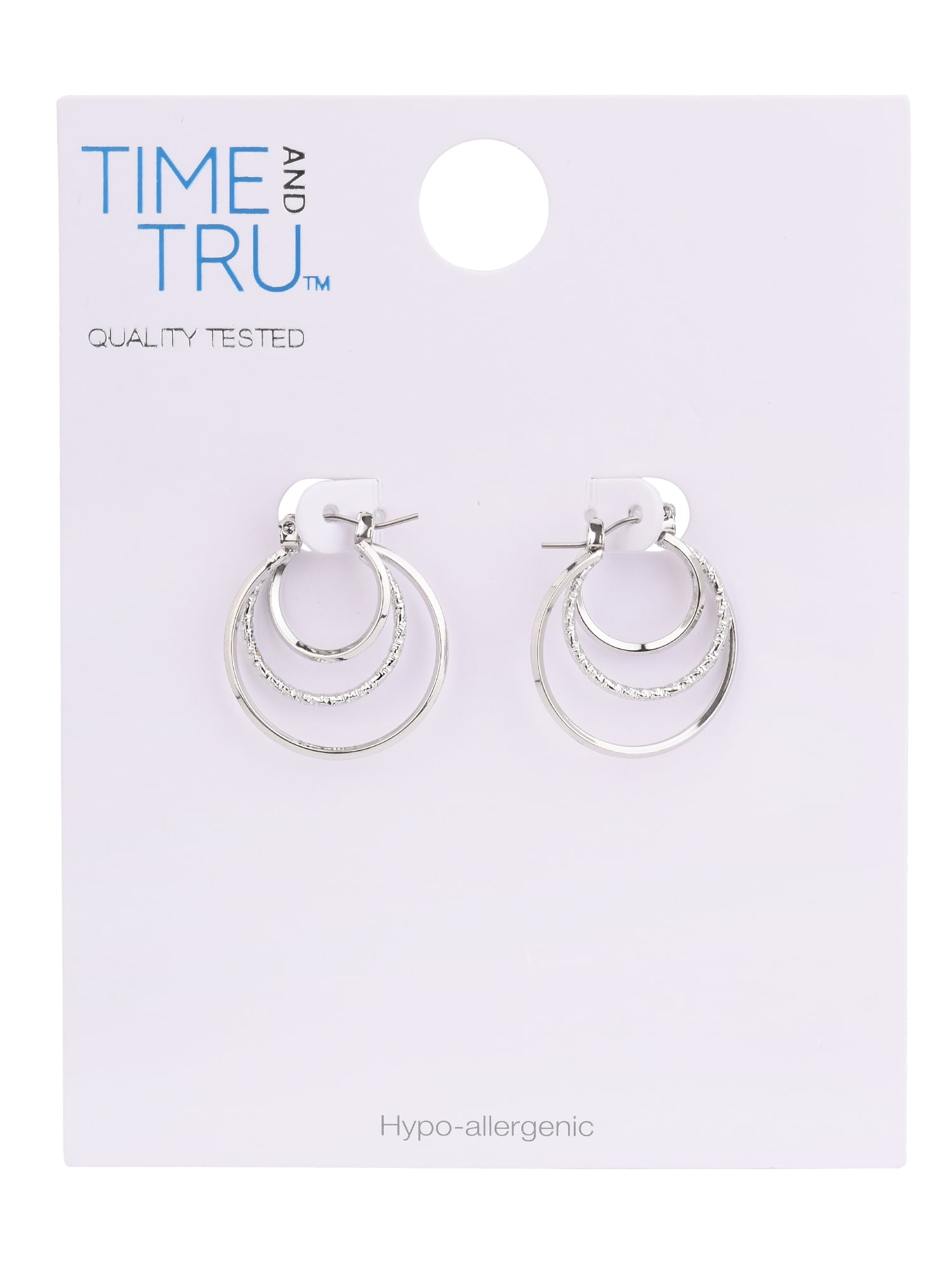 Time and Tru Adult Women's Silver Tone Twist Metal Hoop Earring - Image 4