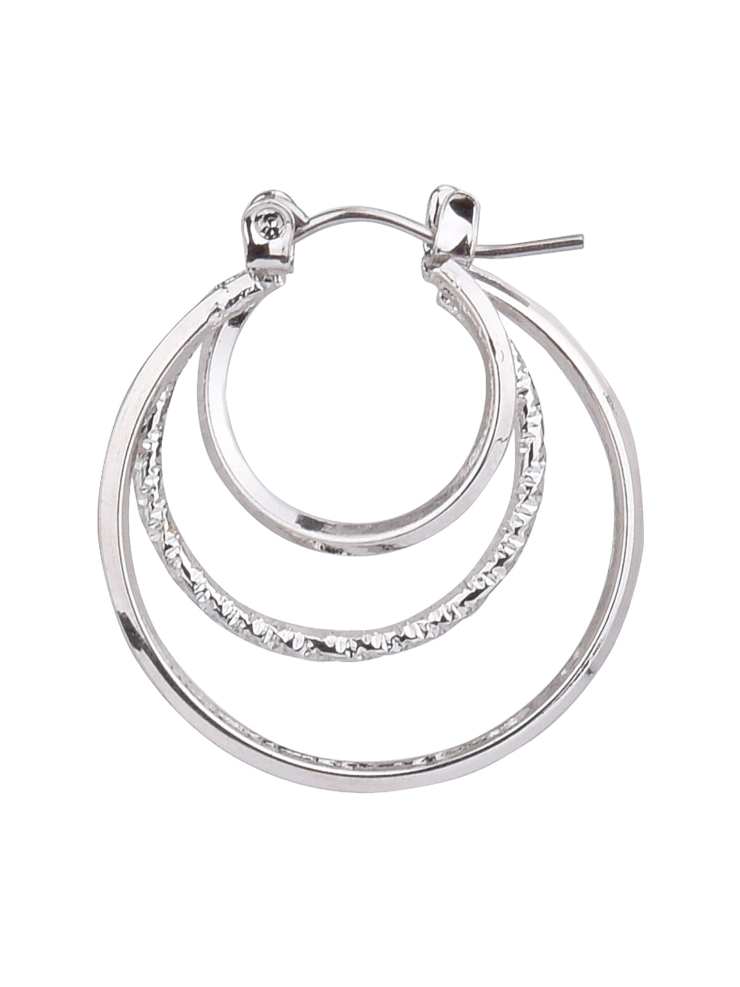 Time and Tru Adult Women's Silver Tone Twist Metal Hoop Earring - Image 2