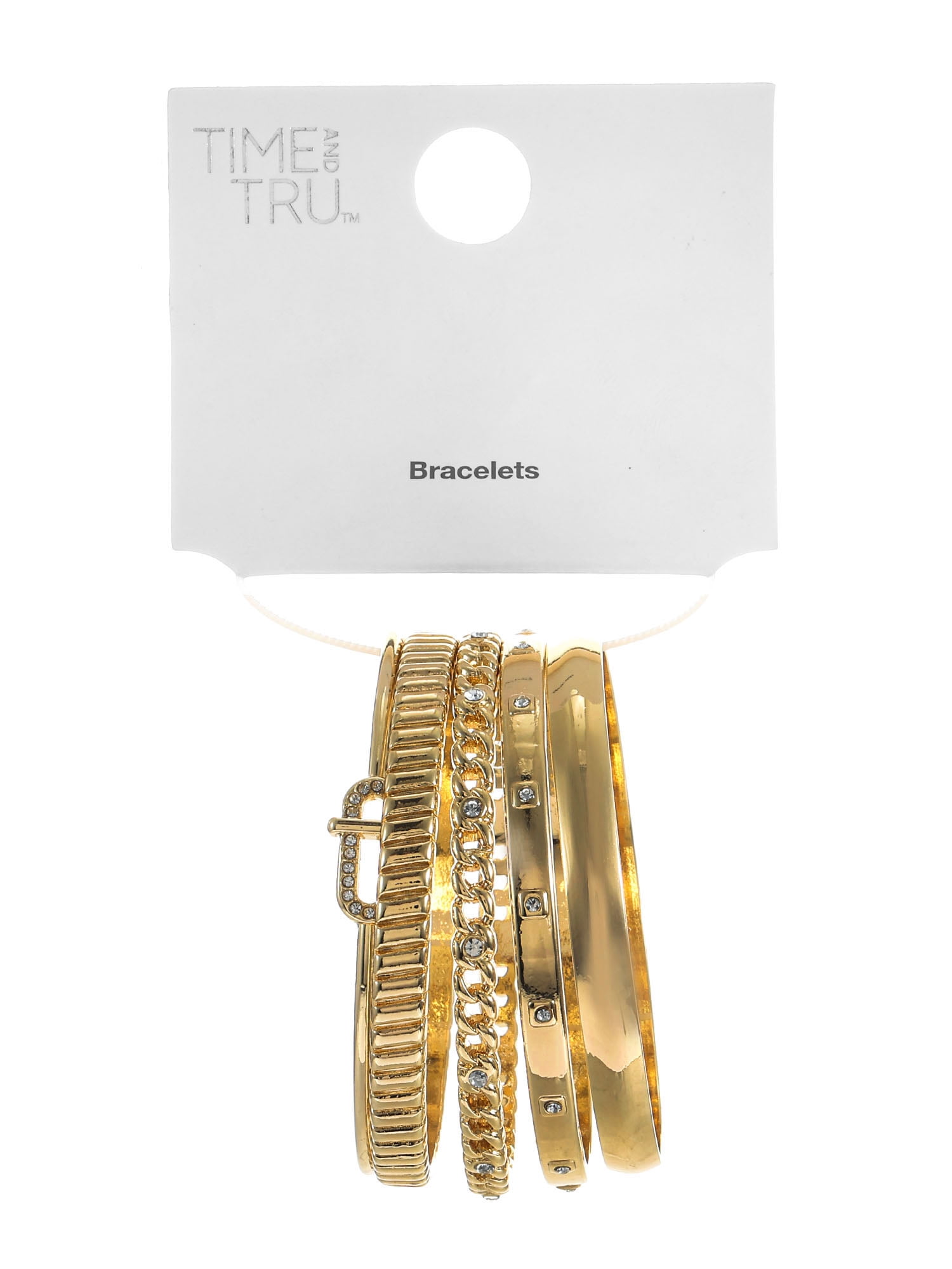Time and Tru Goldtone Bangle Bracelet Set, 5 Bracelets - Image 4