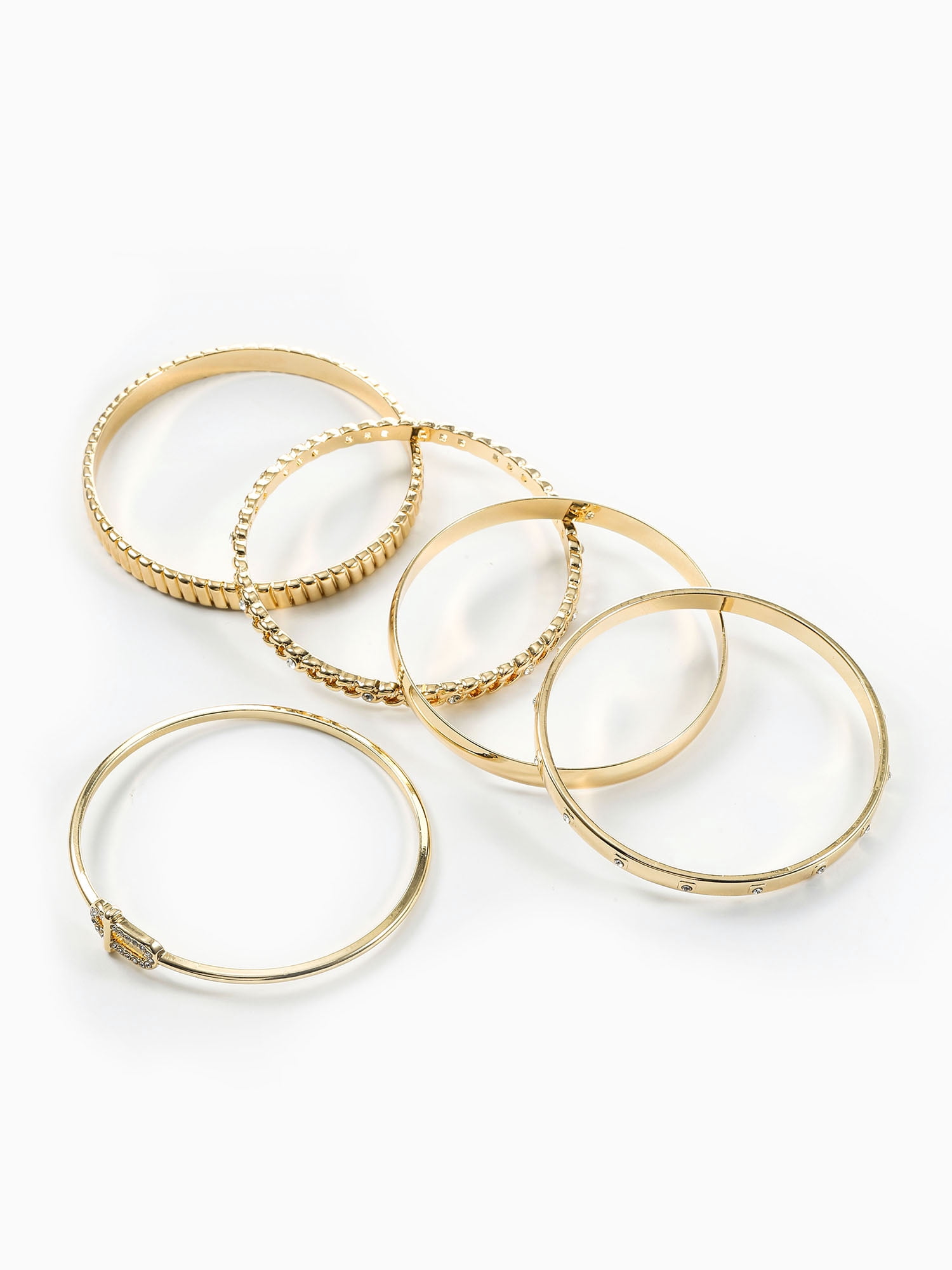 Time and Tru Goldtone Bangle Bracelet Set, 5 Bracelets - Image 2