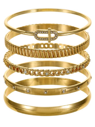 Time and Tru Goldtone Bangle Bracelet Set, 5 Bracelets