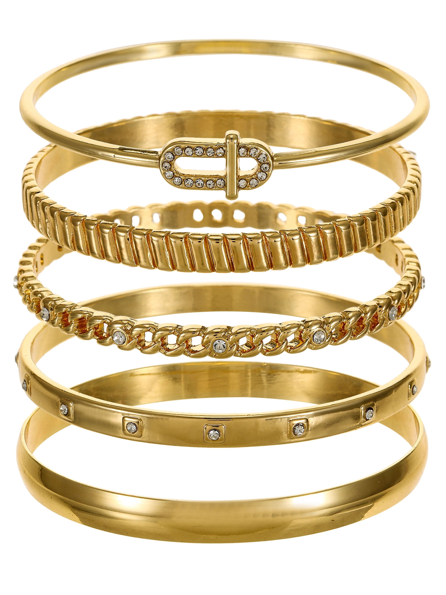 Time and Tru Goldtone Bangle Bracelet Set, 5 Bracelets
