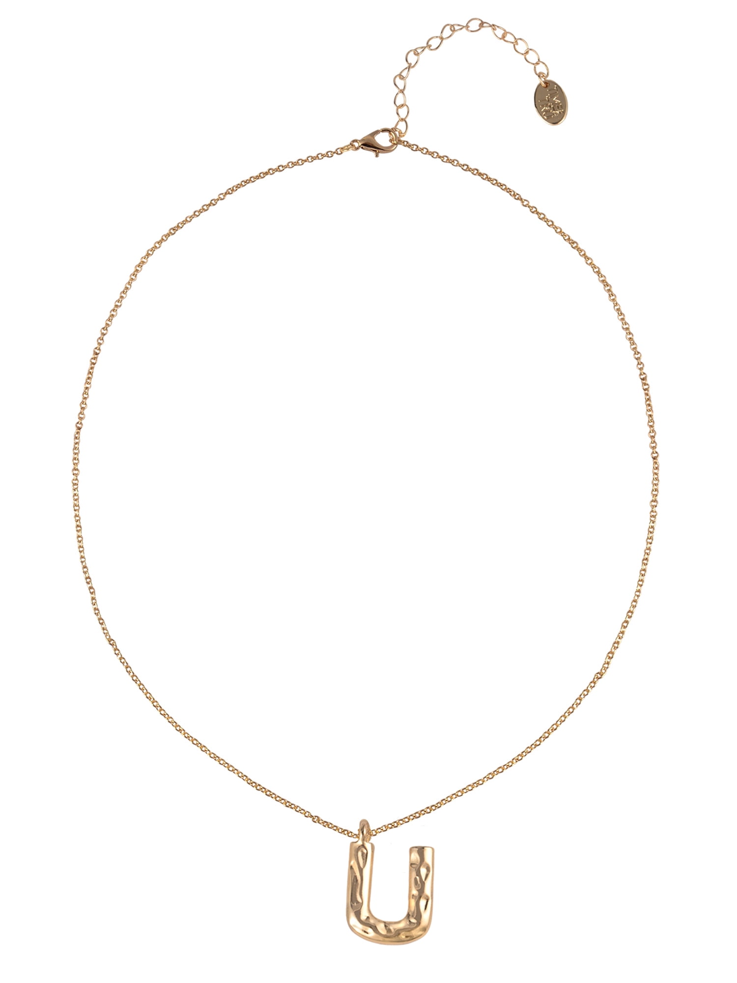 Time and Tru Goldtone Hammered Initial "U" Pendant Necklace
