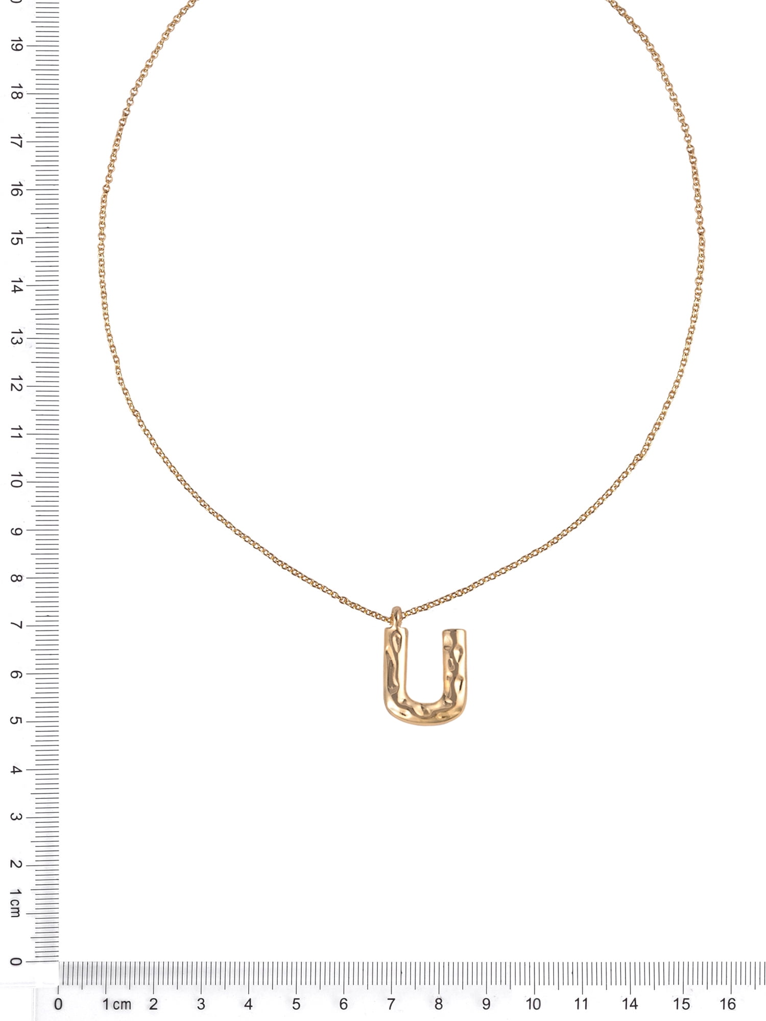 Time and Tru Goldtone Hammered Initial "U" Pendant Necklace - Image 5