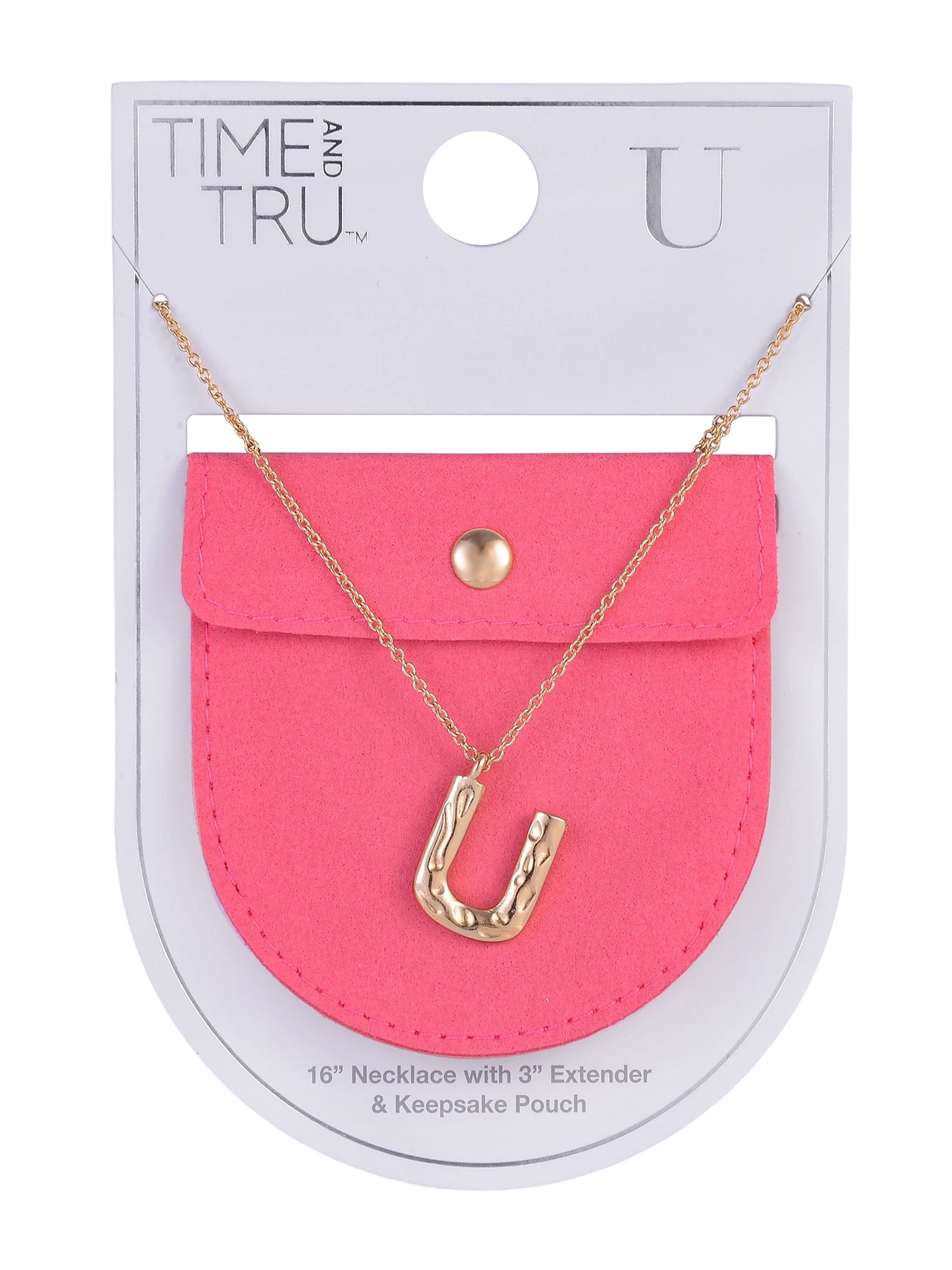 Time and Tru Goldtone Hammered Initial "U" Pendant Necklace - Image 3