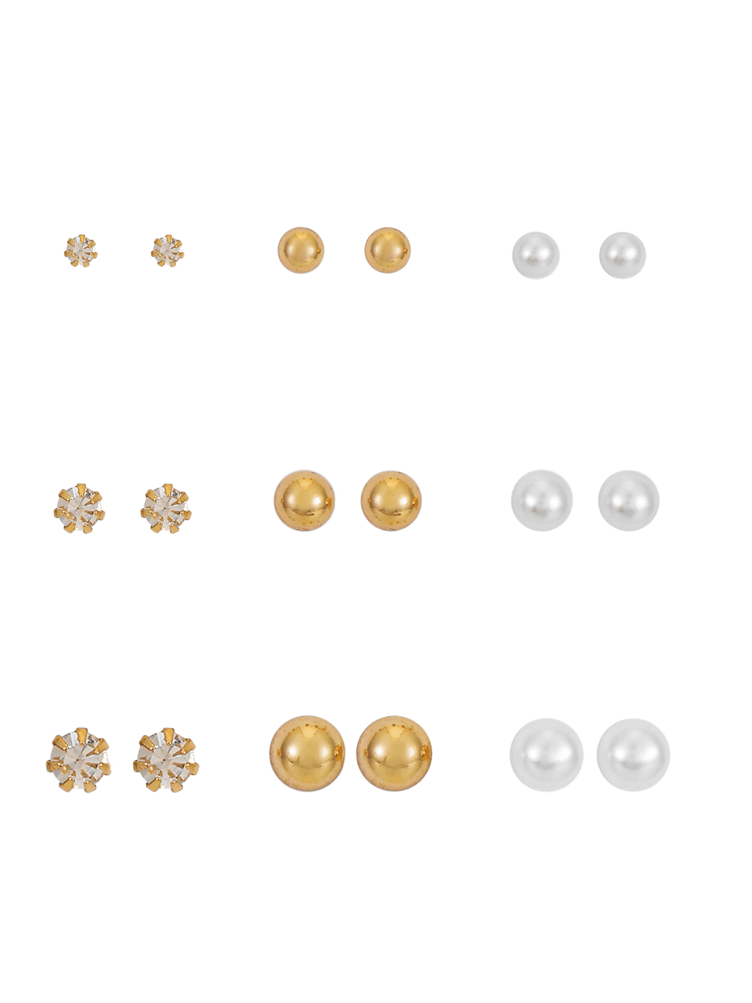 Time and Tru Goldtone Pearl Stud Earrings Set for Women, 4.30 x 2.30 x 0.50 inches - Image 5
