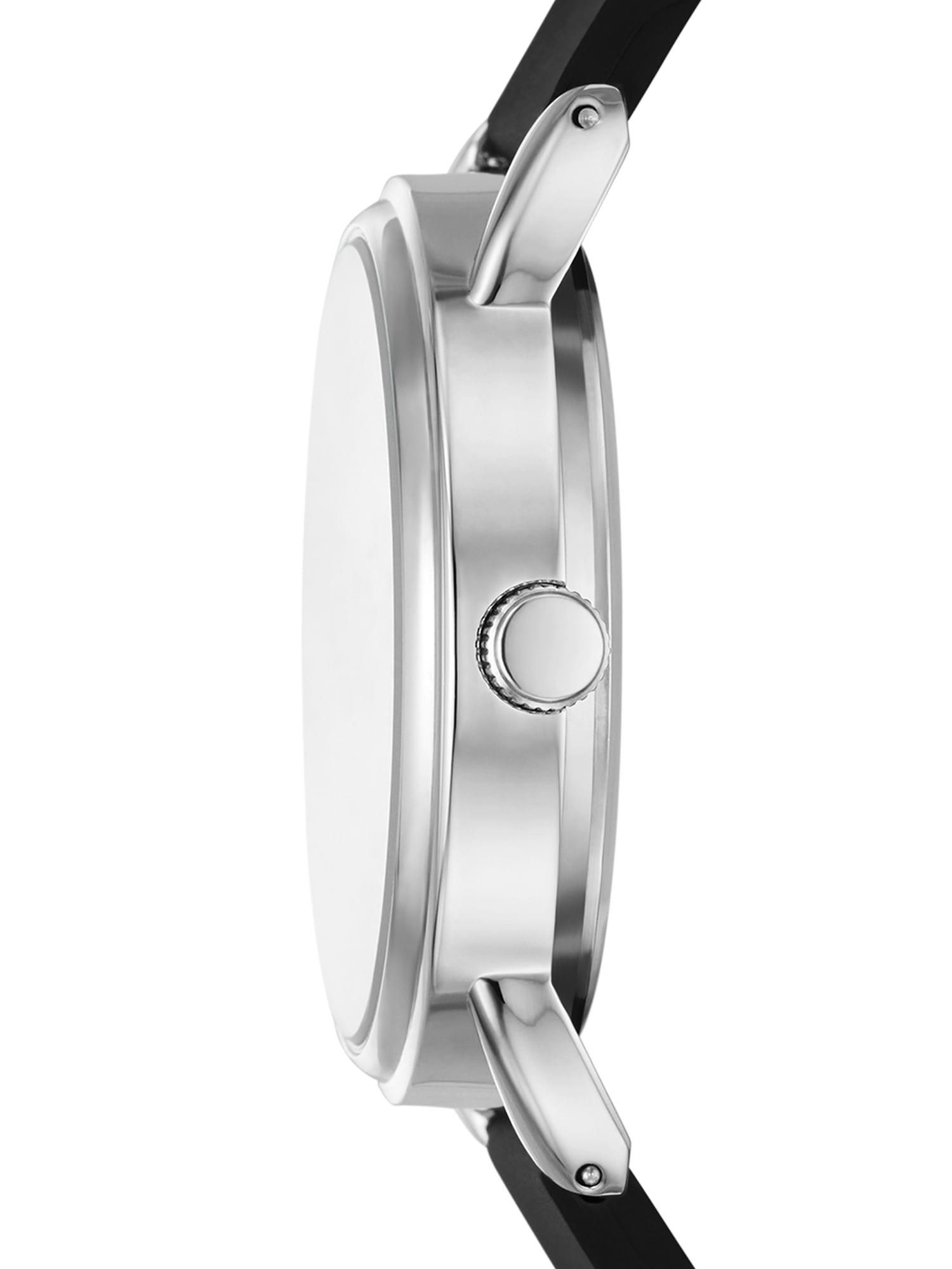 Time and Tru Ladies' Watch, Silver Round Case, Silver Easy to Read Dial and Black Smooth Silicone Strap (FMDOTT094) - Image 2