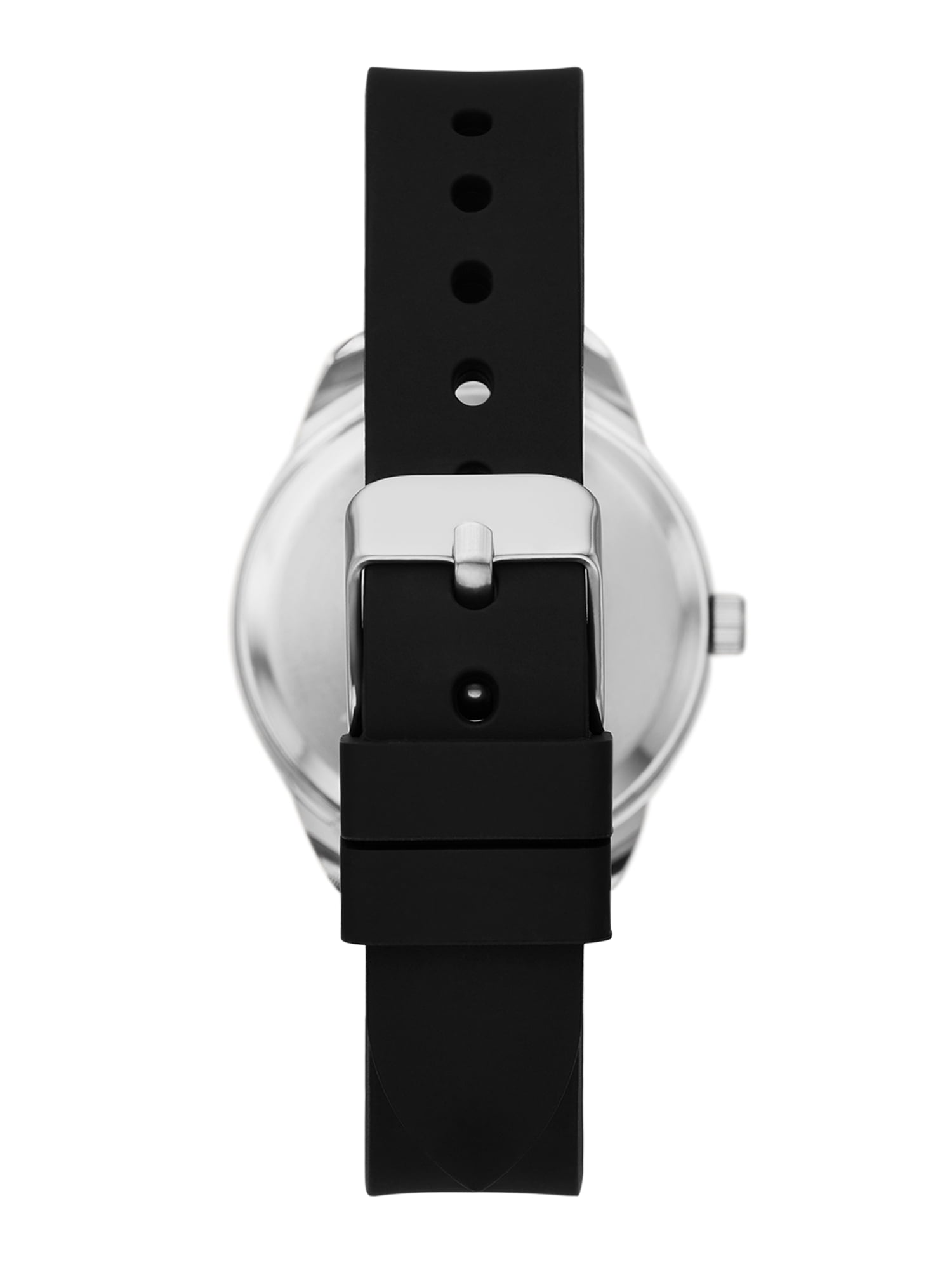 Time and Tru Ladies' Watch, Silver Round Case, Silver Easy to Read Dial and Black Smooth Silicone Strap (FMDOTT094) - Image 4