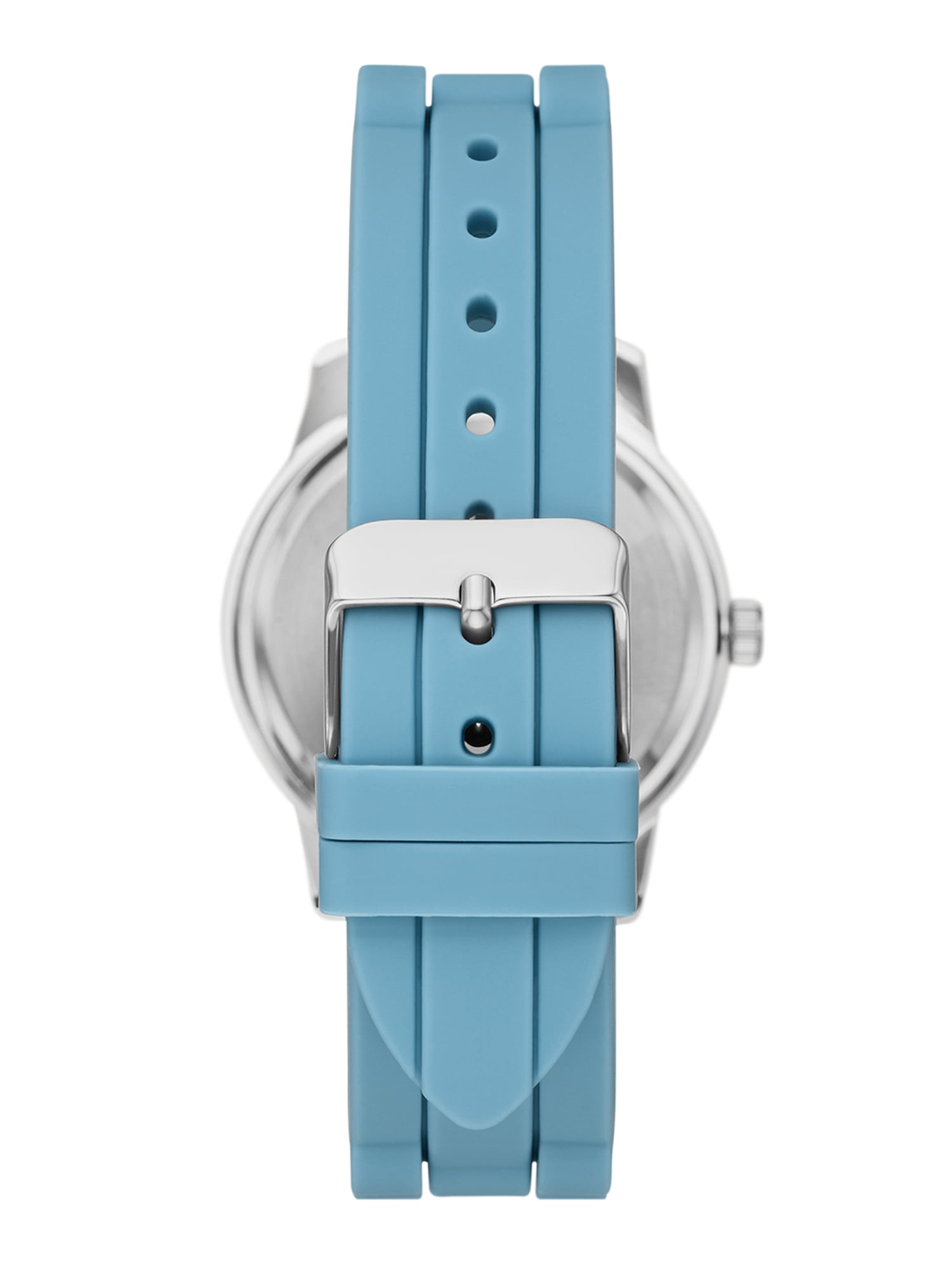 Time and Tru Ladies' Watch with Silver Round Case, Light Blue Bezel, Light Blue Sunray Dial and Light Blue Soft Silicone Strap (FMDOTT107) - Image 3