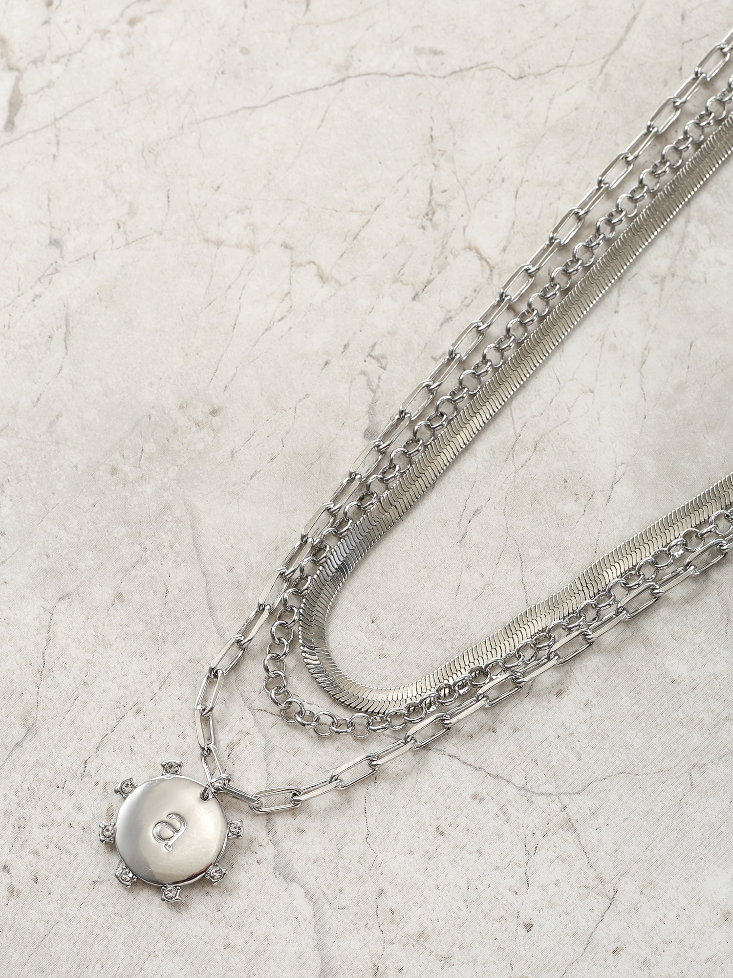 Time and Tru Silvertone Necklace, 3 Piece, Initial A - Image 4