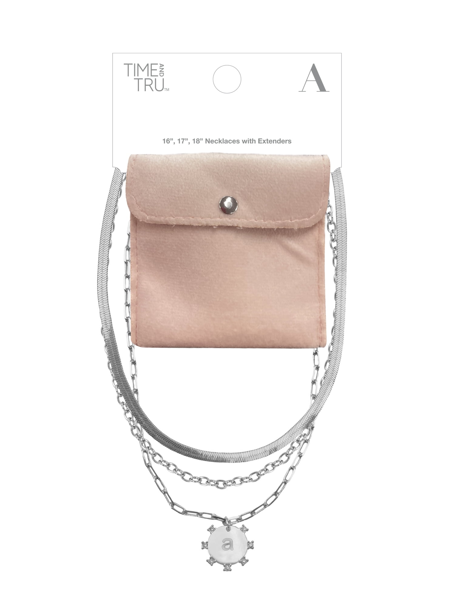 Time and Tru Silvertone Necklace, 3 Piece, Initial A - Image 2