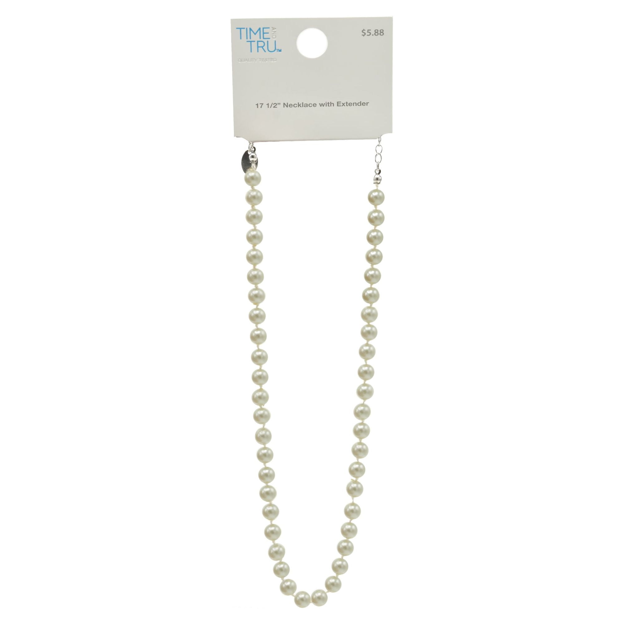 Time and Tru Women's 8MM Faux Pearl Necklace 17.5" with Extender - Image 3