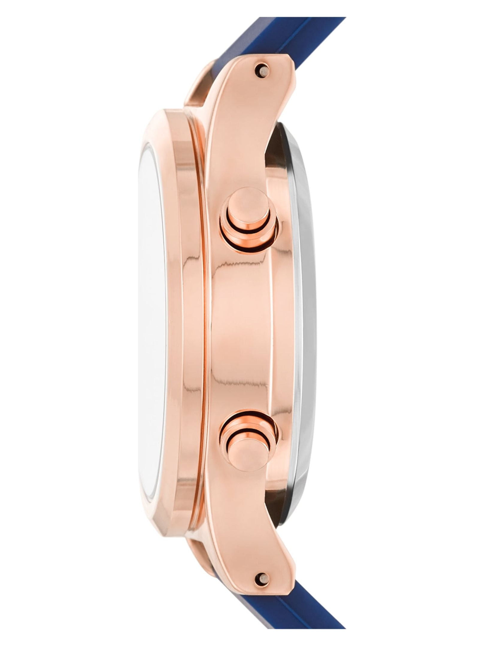 Time and Tru Women's Digital Wristwatch: Rose Gold Tone Round Case, Navy Blue Soft Silicone Band (FMDOTT085) - Image 2