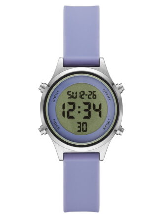 Time and Tru Women's Digital Wristwatch: Silver Tone Round Case, Lavender Soft Silicone Band (FMDOTT068)