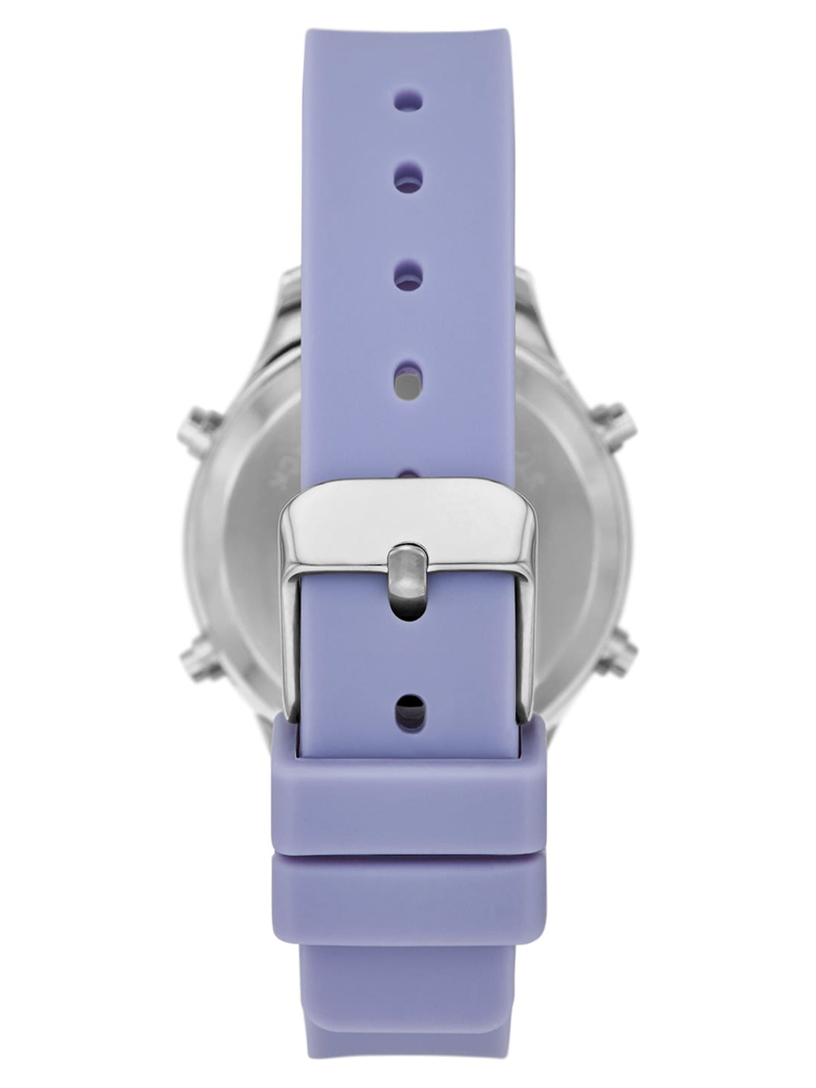 Time and Tru Women's Digital Wristwatch: Silver Tone Round Case, Lavender Soft Silicone Band (FMDOTT068) - Image 3